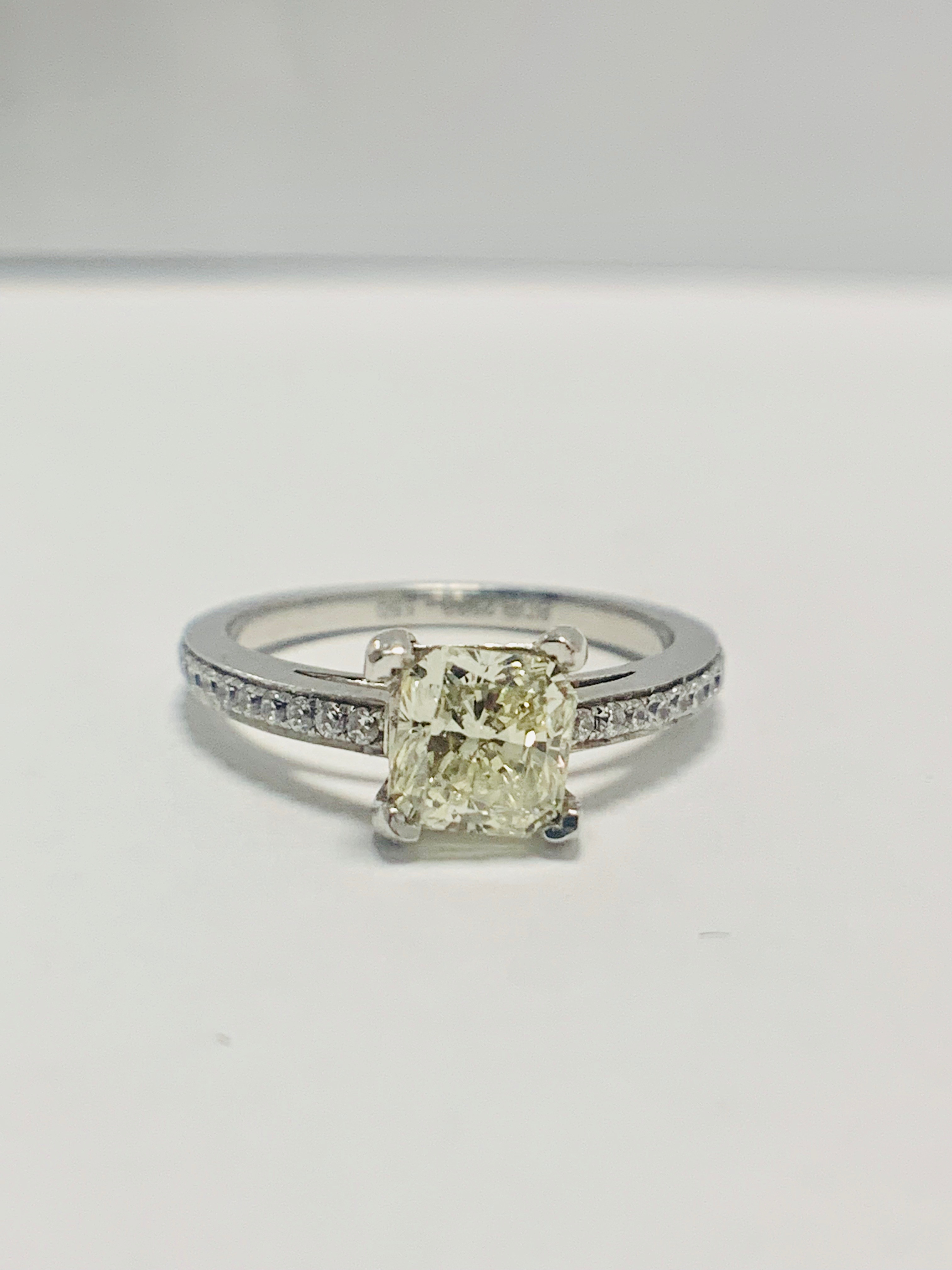 1ct cushion cut platinum diamond solitaire ring - Image 7 of 8