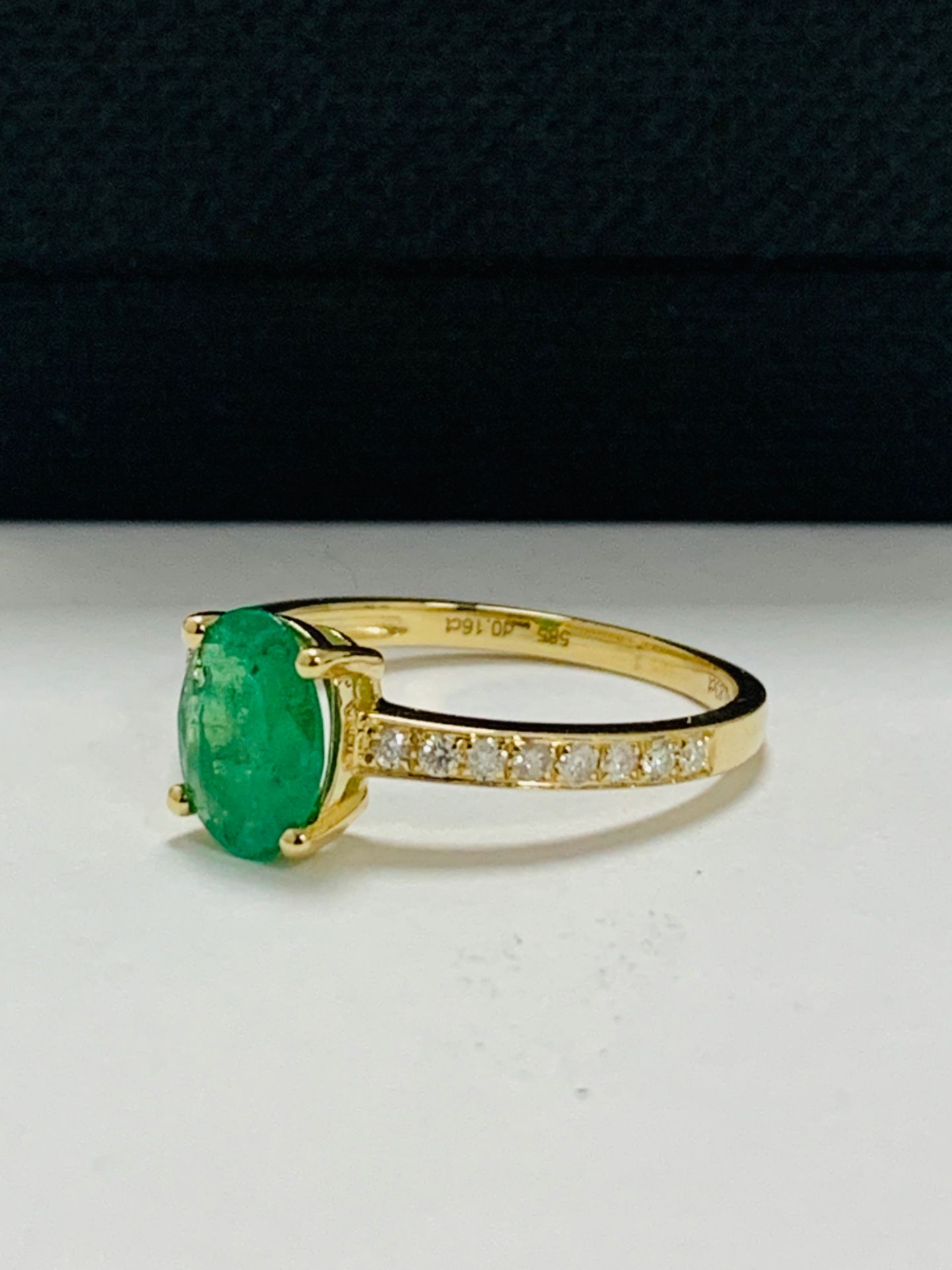 14ct yellow gold emerald and diamond ring - Image 3 of 11