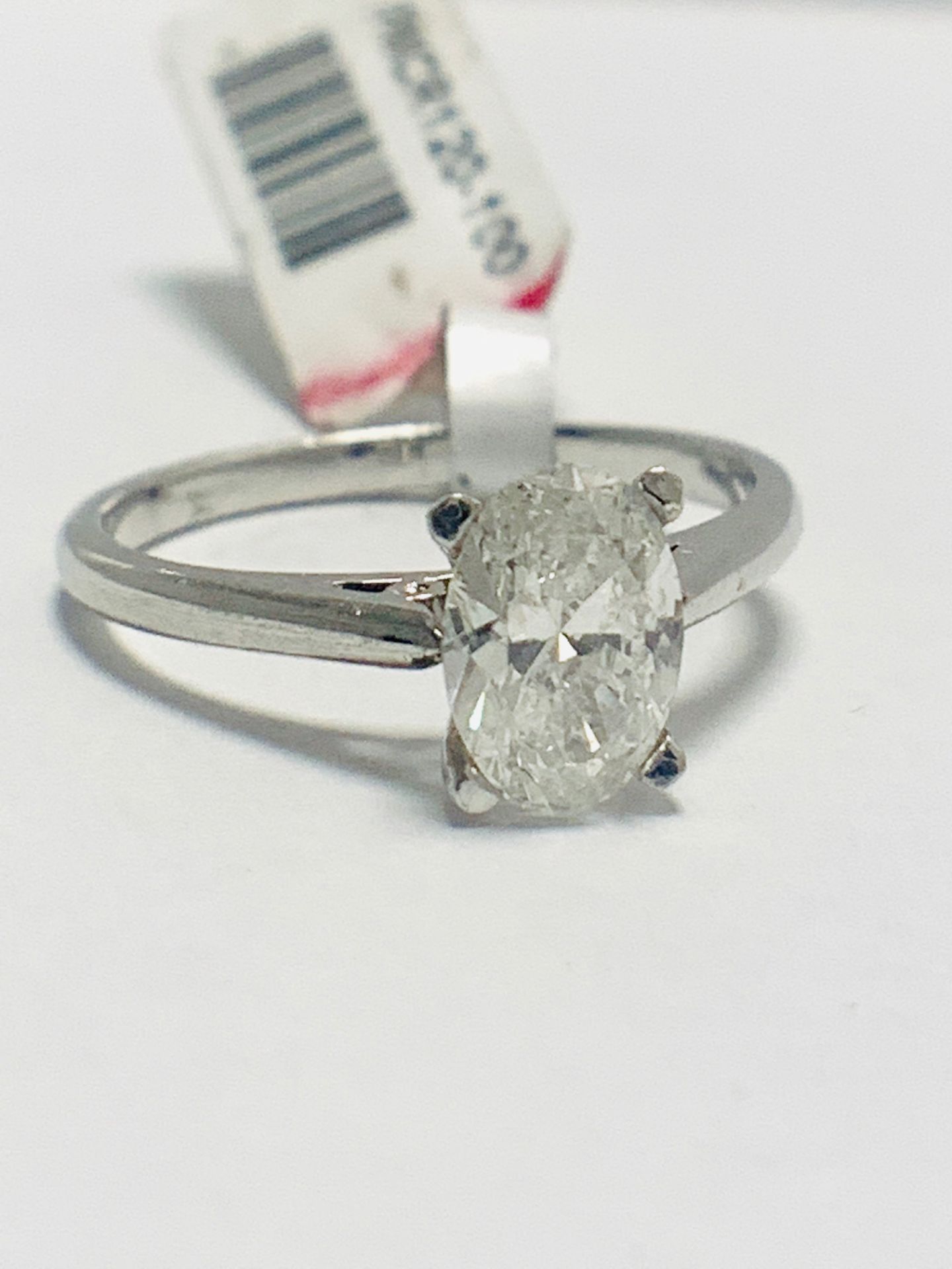 1ct Oval diamond solitaire platinum ring - Image 7 of 9