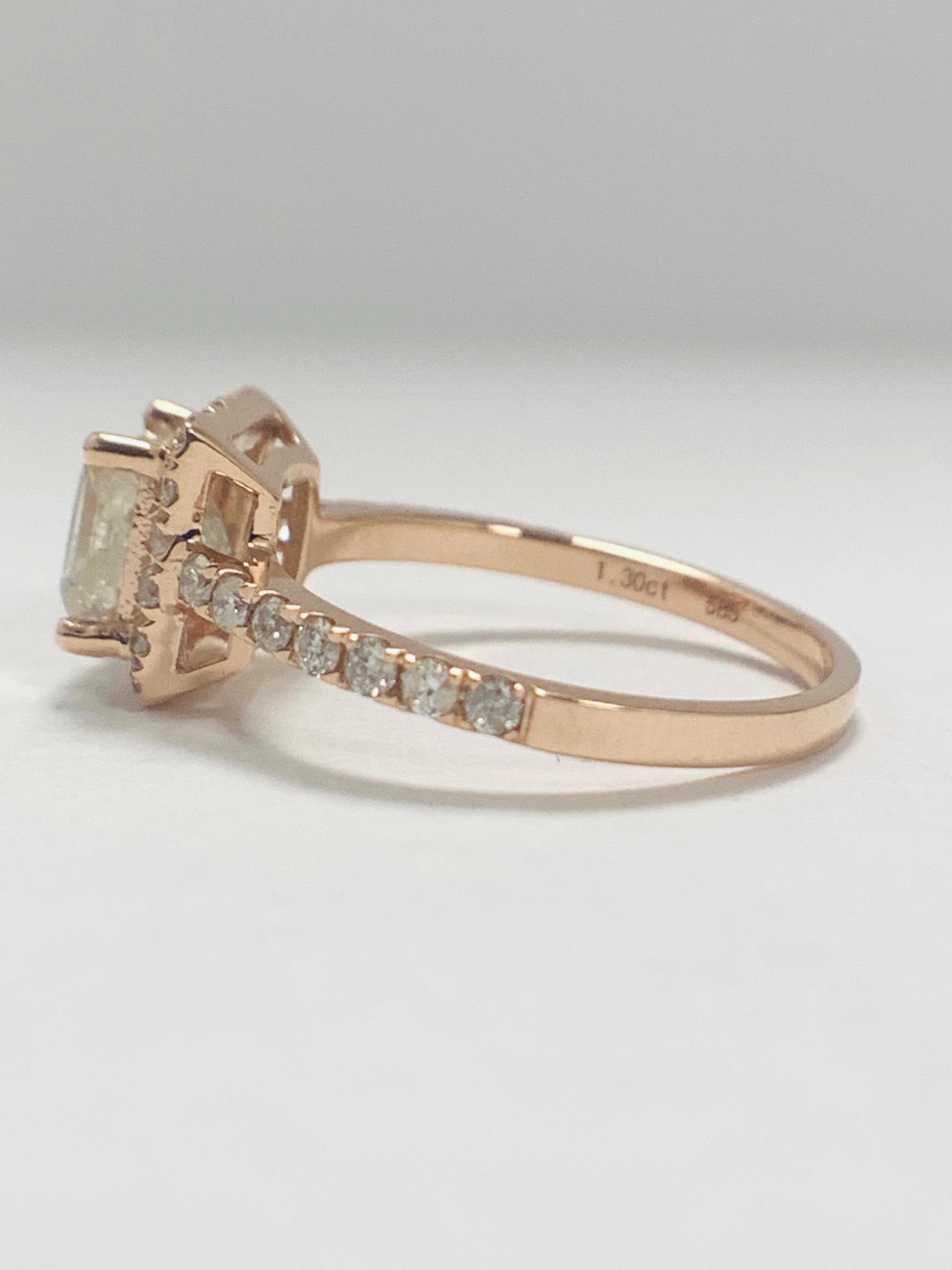 14ct Rose Gold Diamond ring featuring centre, princess cut Diamond (1.30ct) - Image 4 of 13