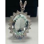 14ct White Gold Aquamarine and Diamond pendant