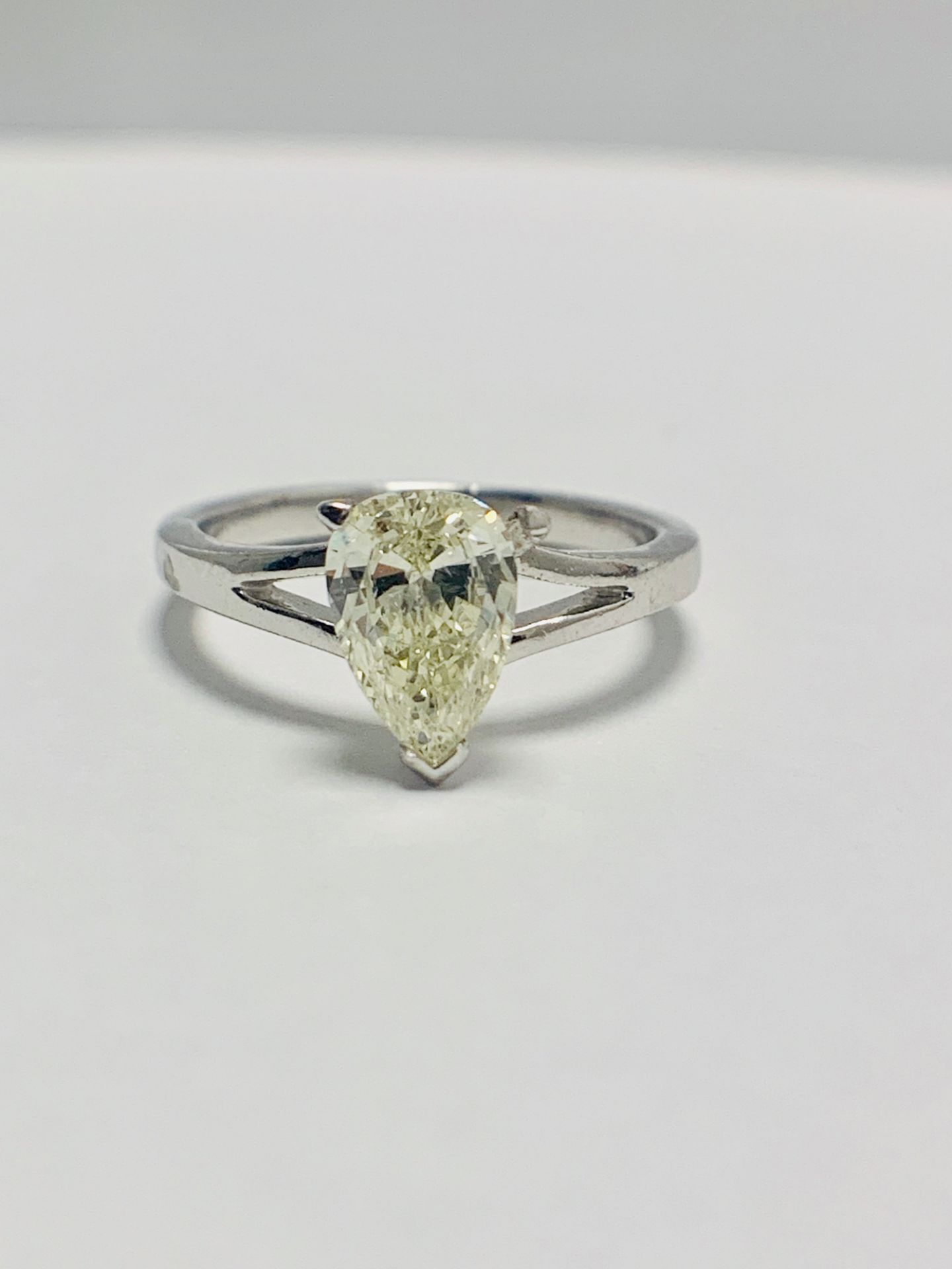 1ct Pearshape Diamond PLatinum Solitaire Ring.