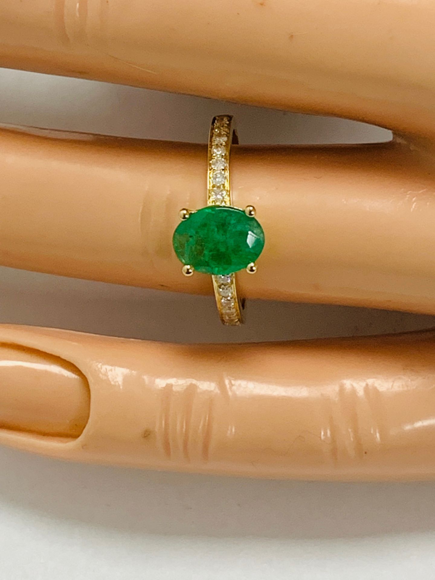 14ct yellow gold emerald and diamond ring - Image 11 of 11