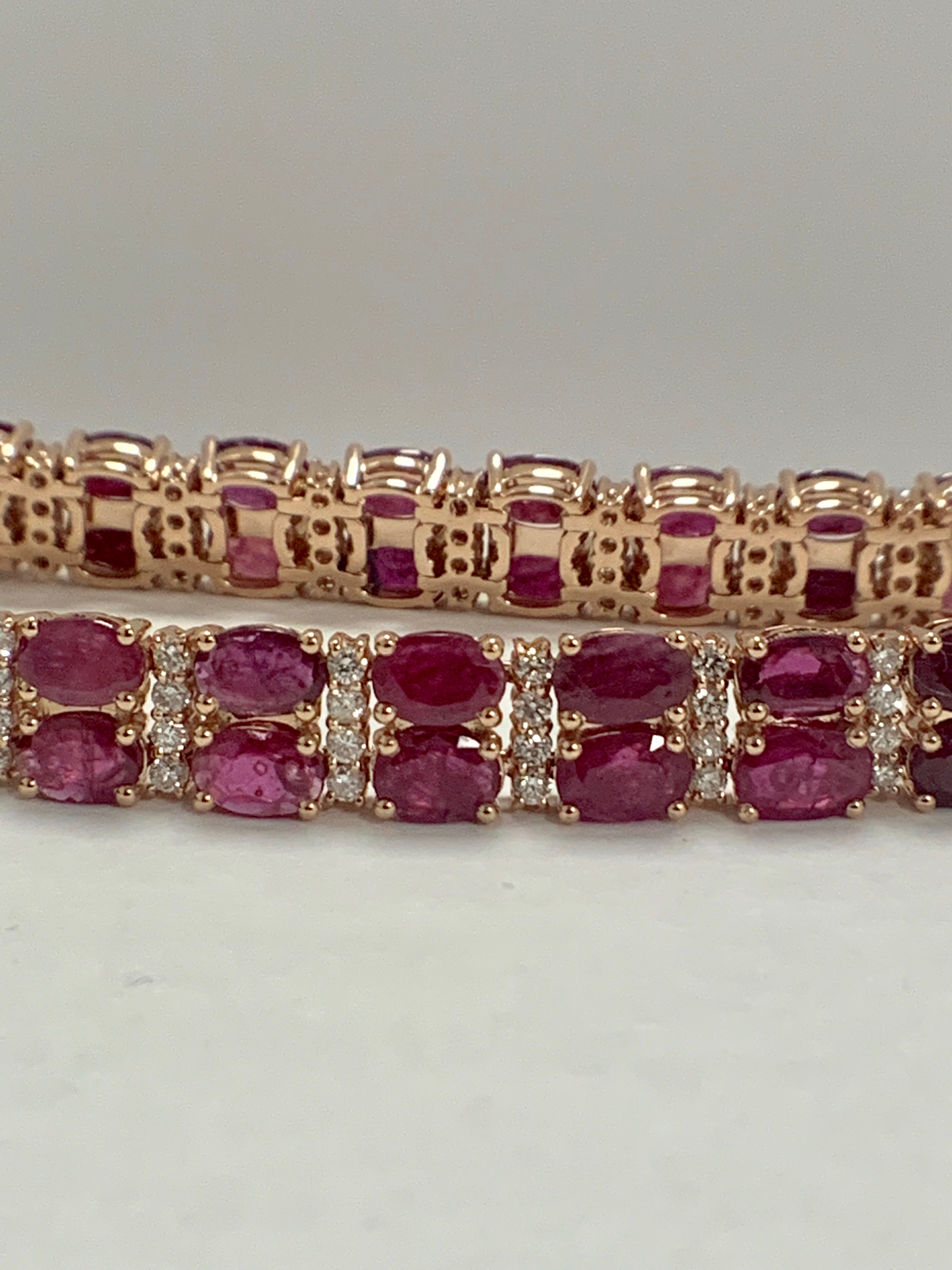 14ct Rose Gold Ruby and Diamond double row bracelet - Image 6 of 16