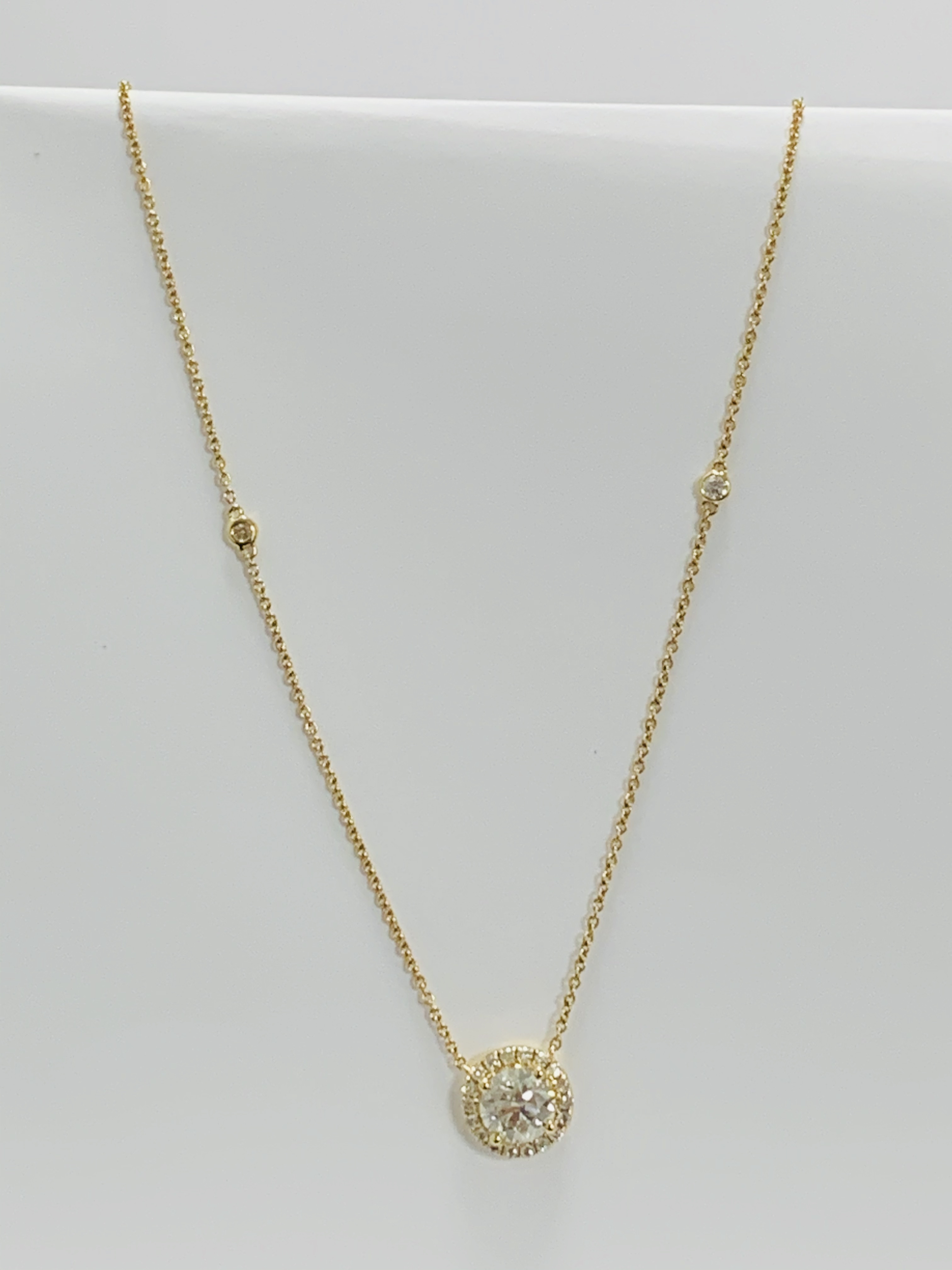 18ct Yellow Gold Diamond necklace featuring, round brilliant cut Diamond (1.11ct), claw set, with 18 - Image 4 of 9