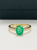 14ct yellow gold emerald and diamond ring