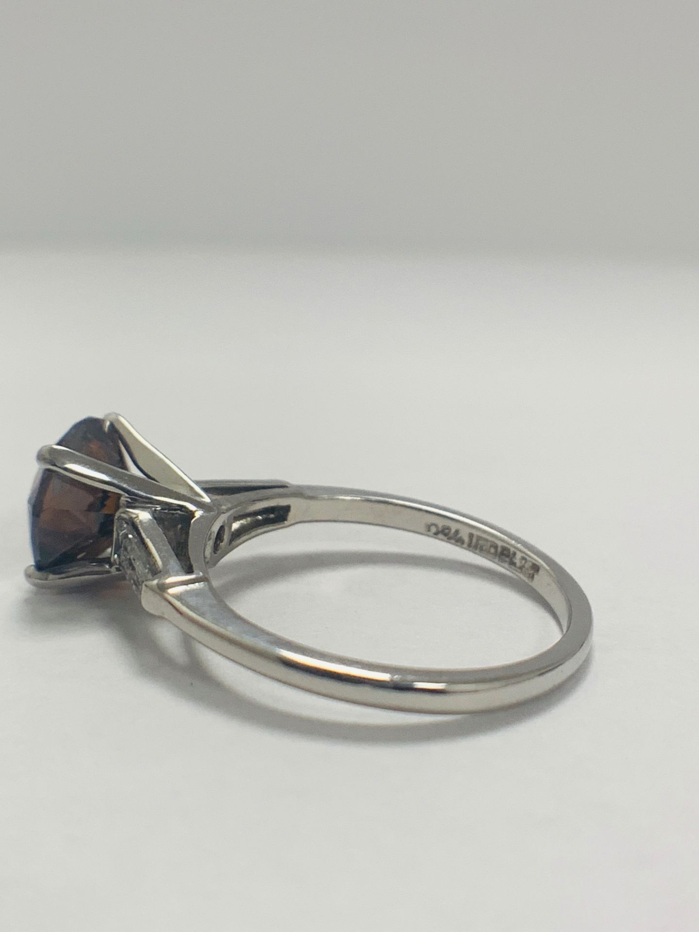 Platinum Diamond ring featuring centre, round brilliant cut, deep orangey brown Diamond (2.15ct) - Image 6 of 14