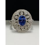 18ct White Gold Tanzanite and Diamond ring