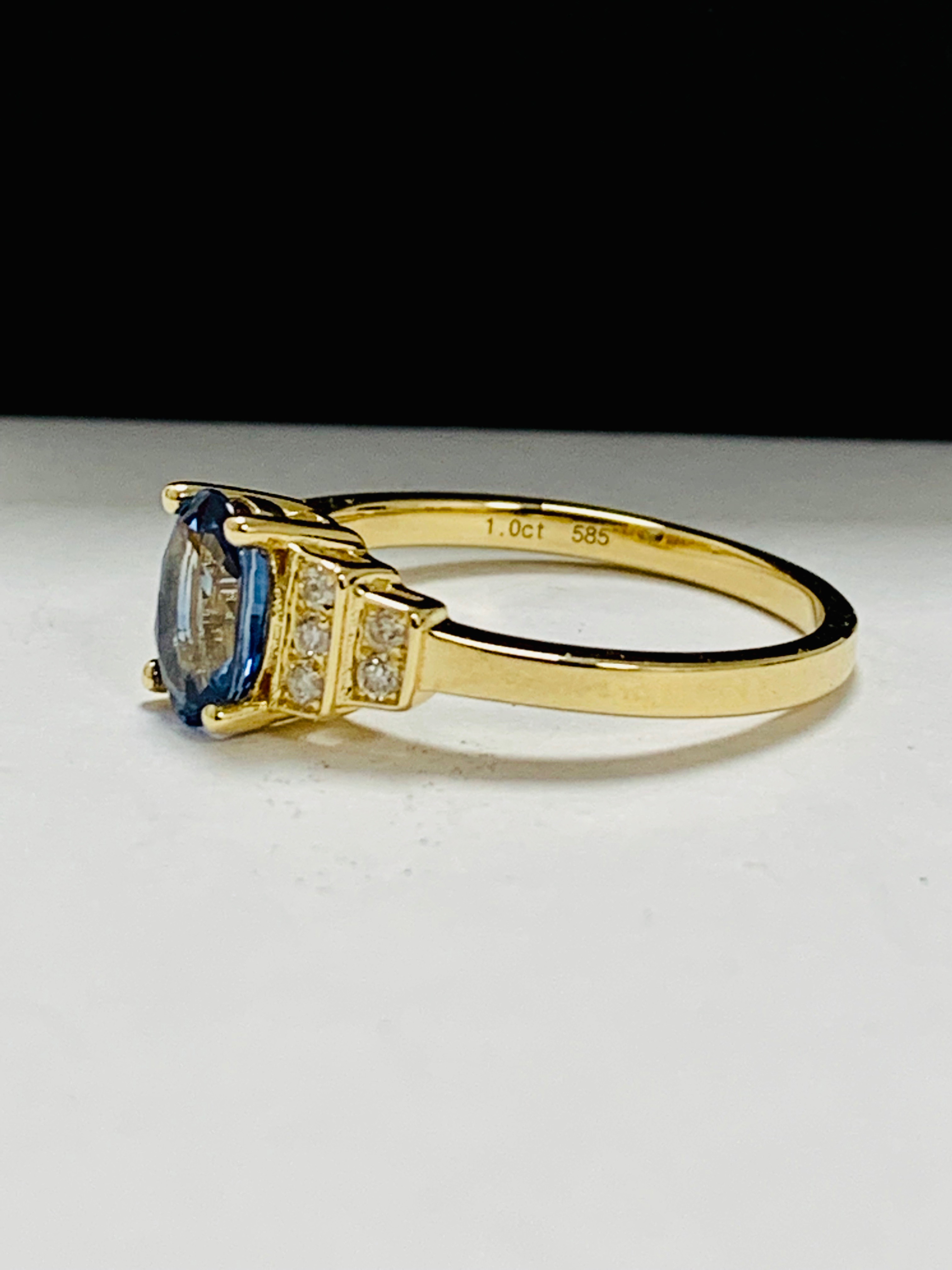 14ct yellow gold sapphire and diamond ring. - Image 3 of 9