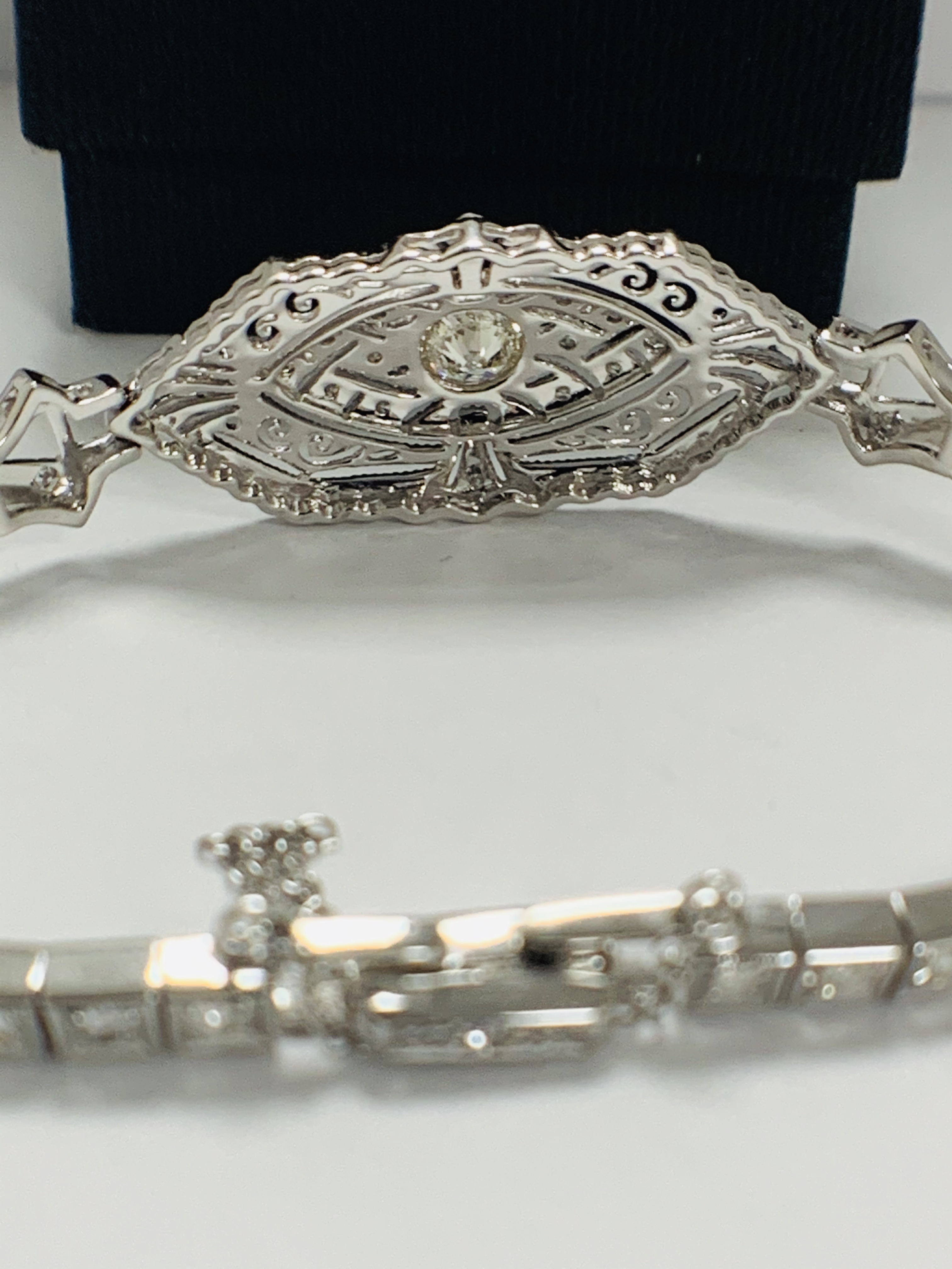 Platinum Diamond bracelet featuring, one round brilliant cut Diamond (0.43ct), with 49 round brillia - Image 6 of 16