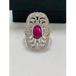 18ct white gold ruby& diamond ring.