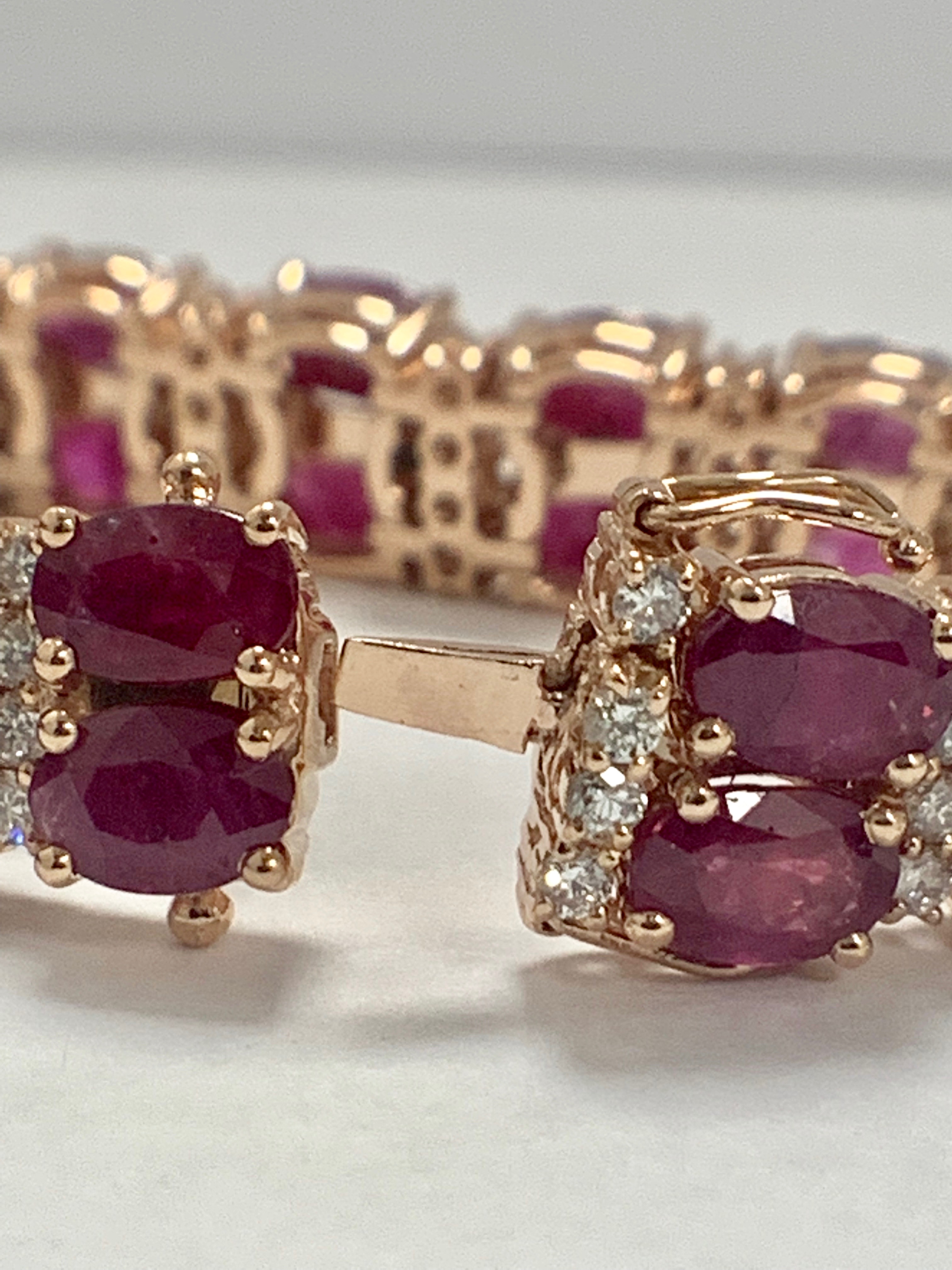 14ct Rose Gold Ruby and Diamond double row bracelet - Image 11 of 16