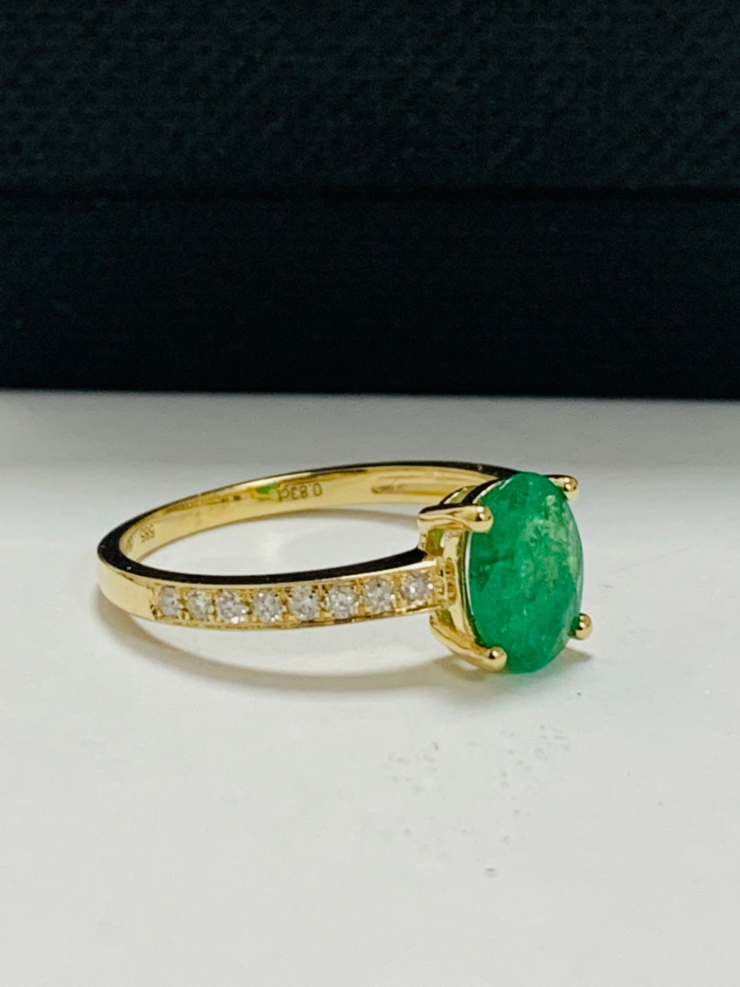 14ct yellow gold emerald and diamond ring - Image 10 of 11