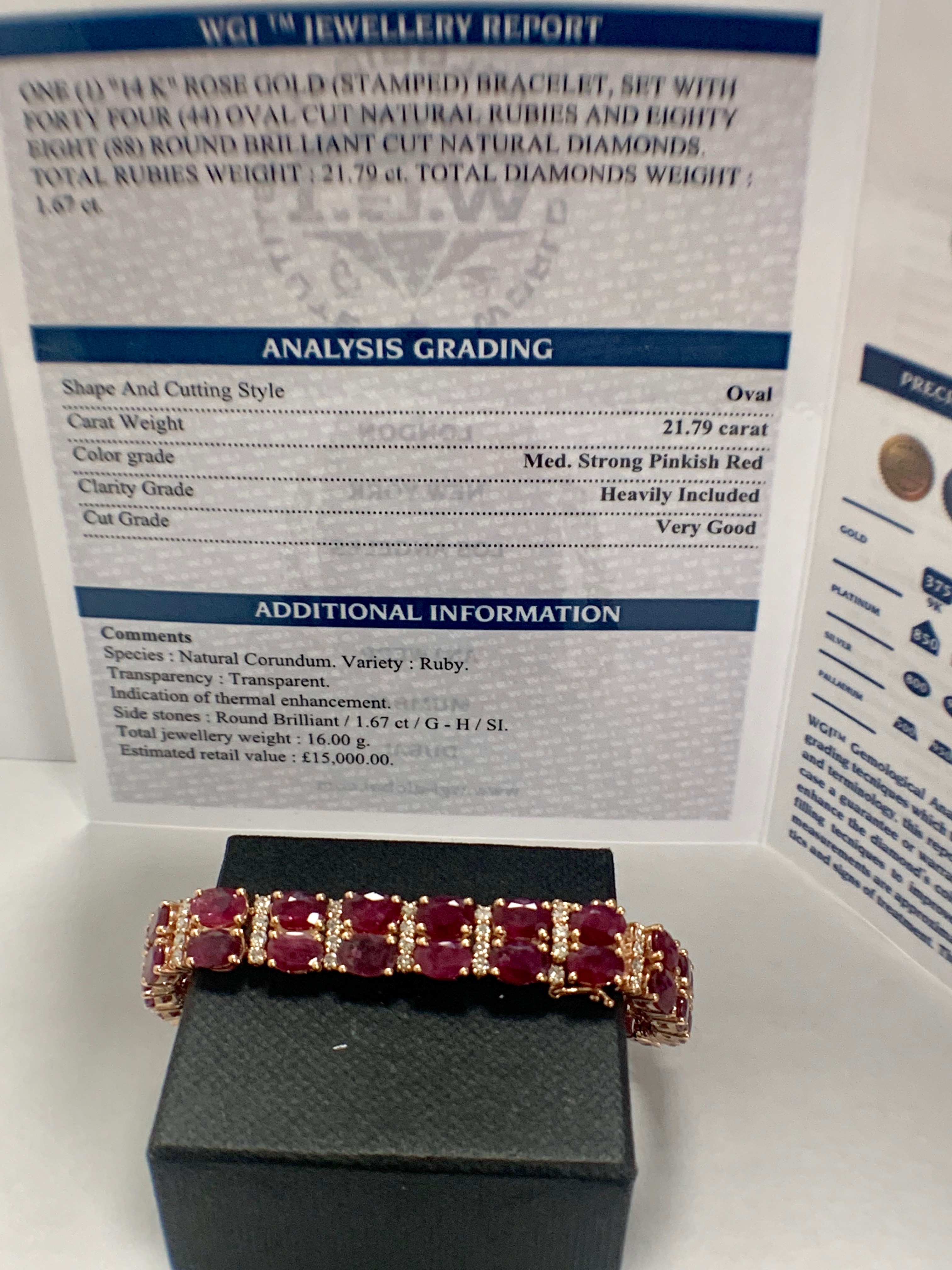 14ct Rose Gold Ruby and Diamond double row bracelet - Image 16 of 16