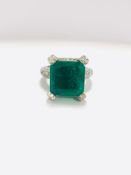 Platinum Emerald and Diamond ring