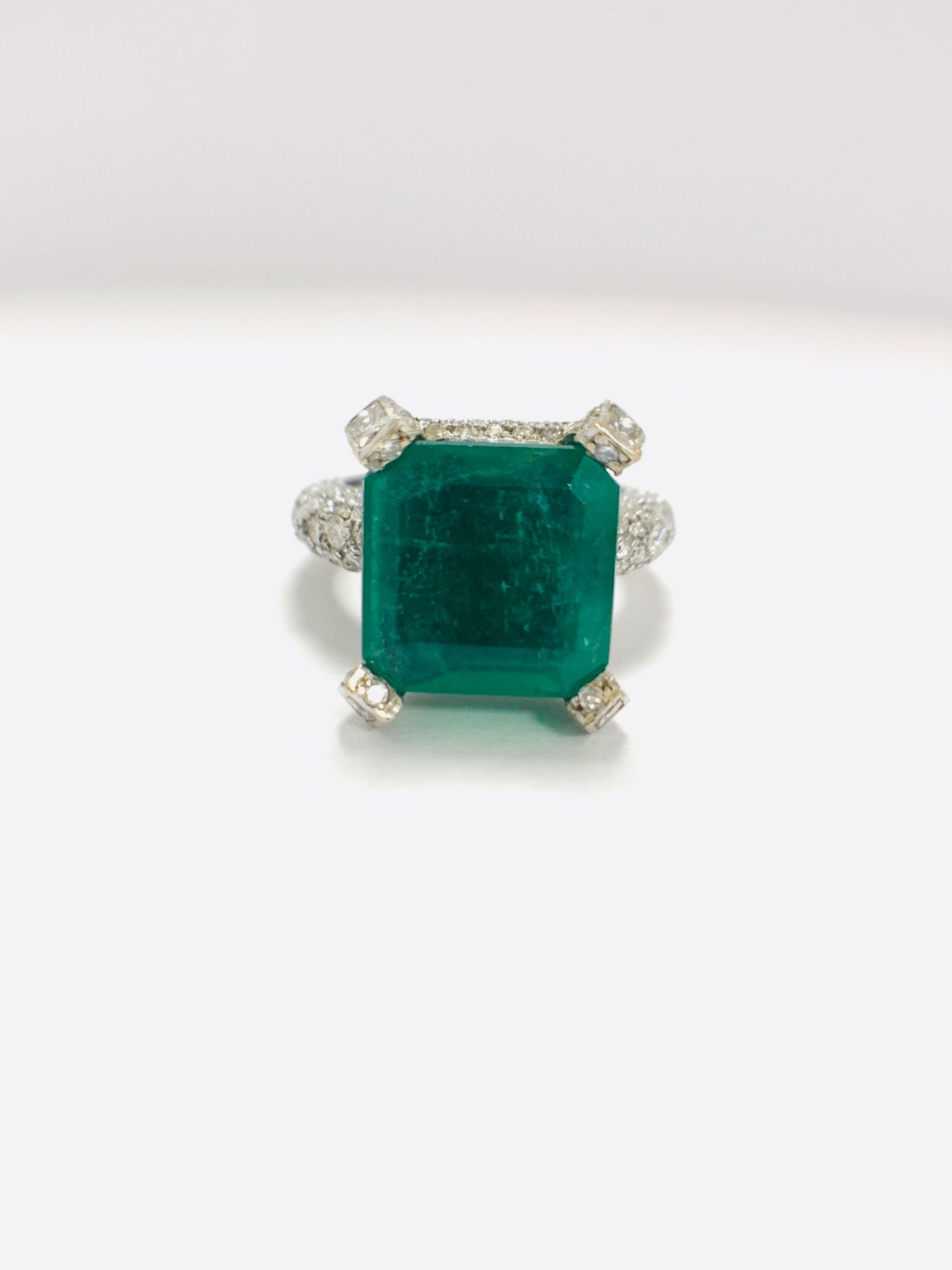 Platinum Emerald and Diamond ring