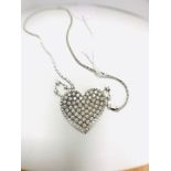 18ct White Gold Diamond heart necklace