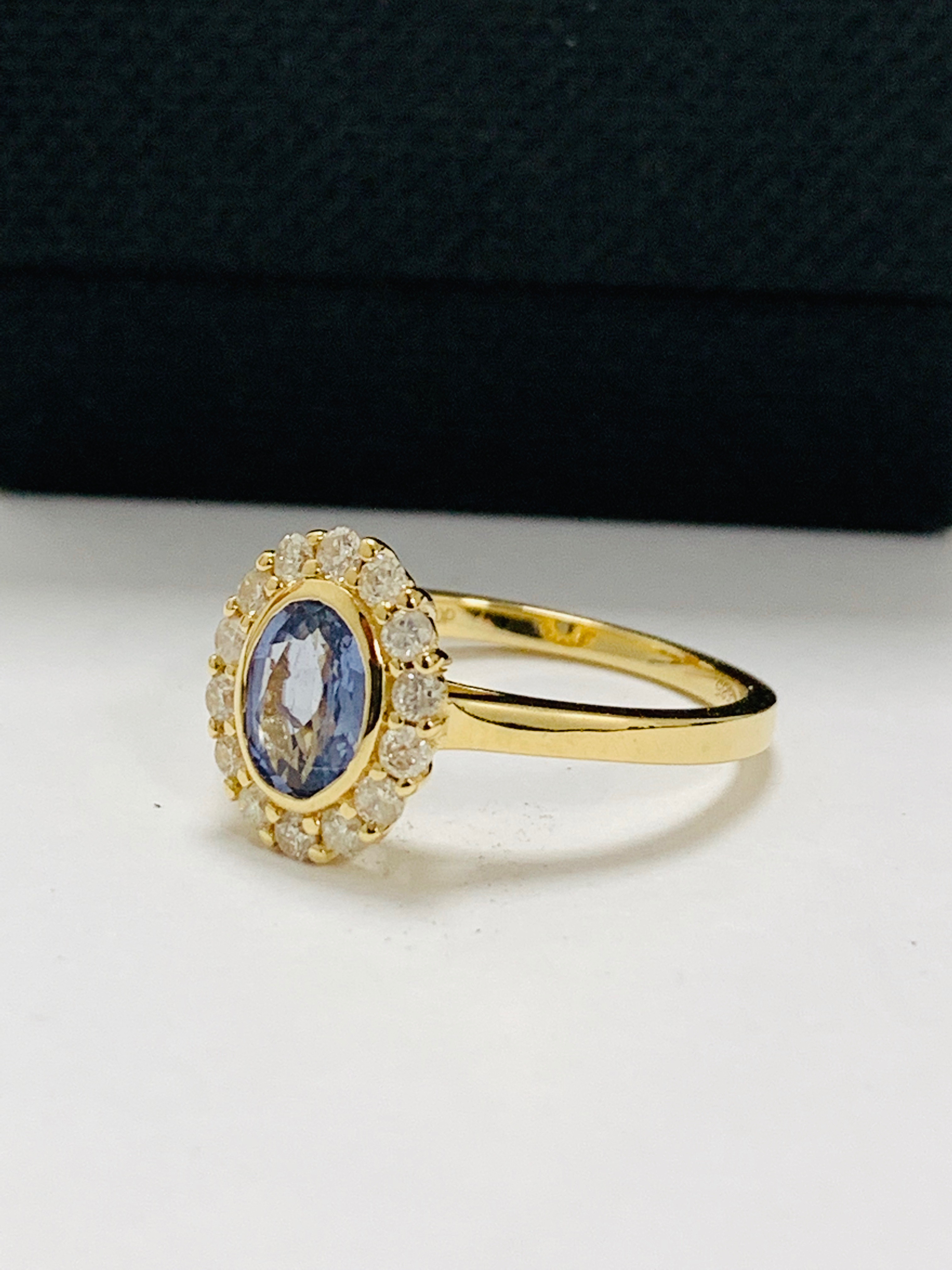 14ct yellow gold sapphire and diamond ring. - Image 2 of 11