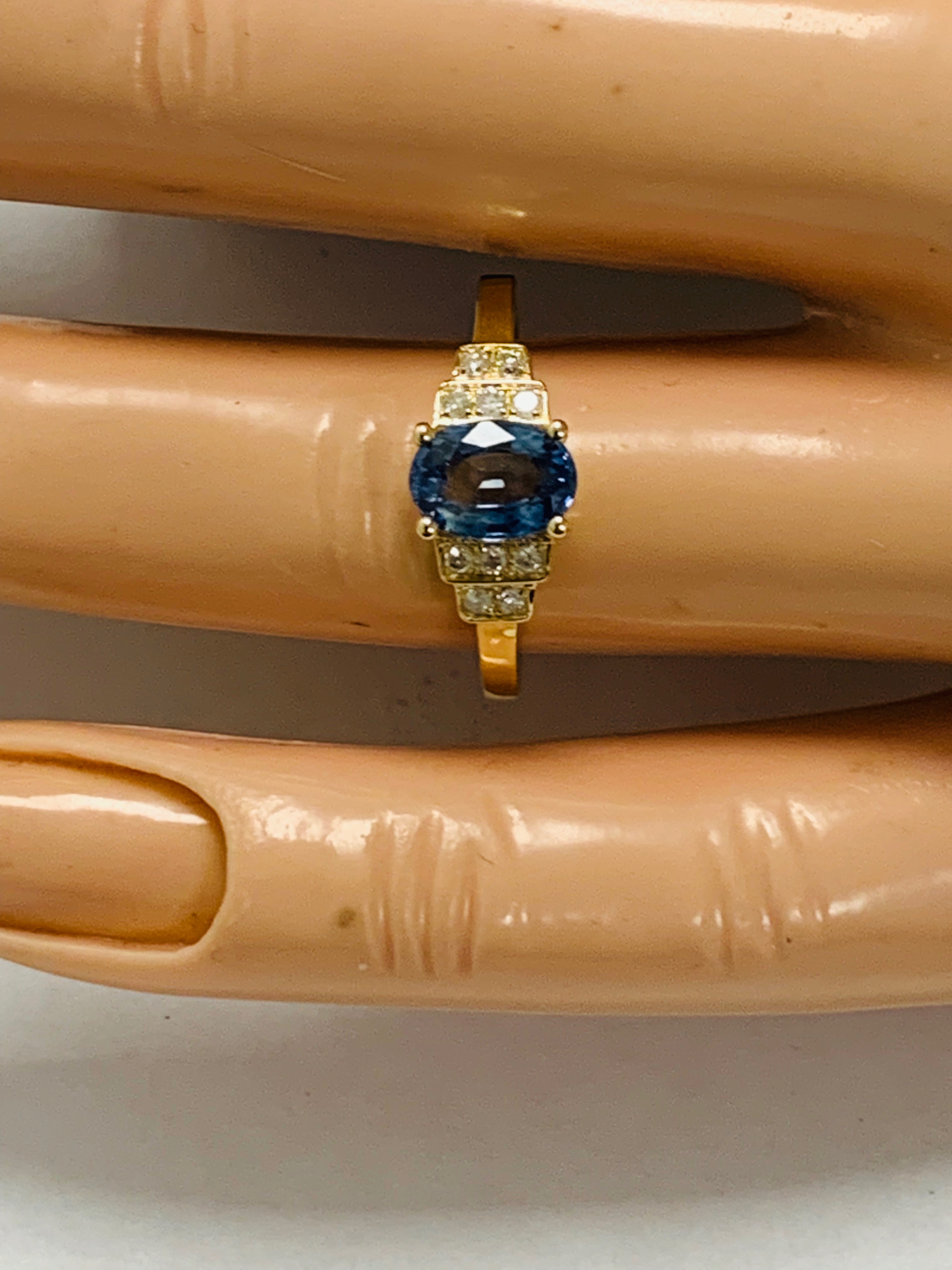 14ct yellow gold sapphire and diamond ring. - Image 9 of 9