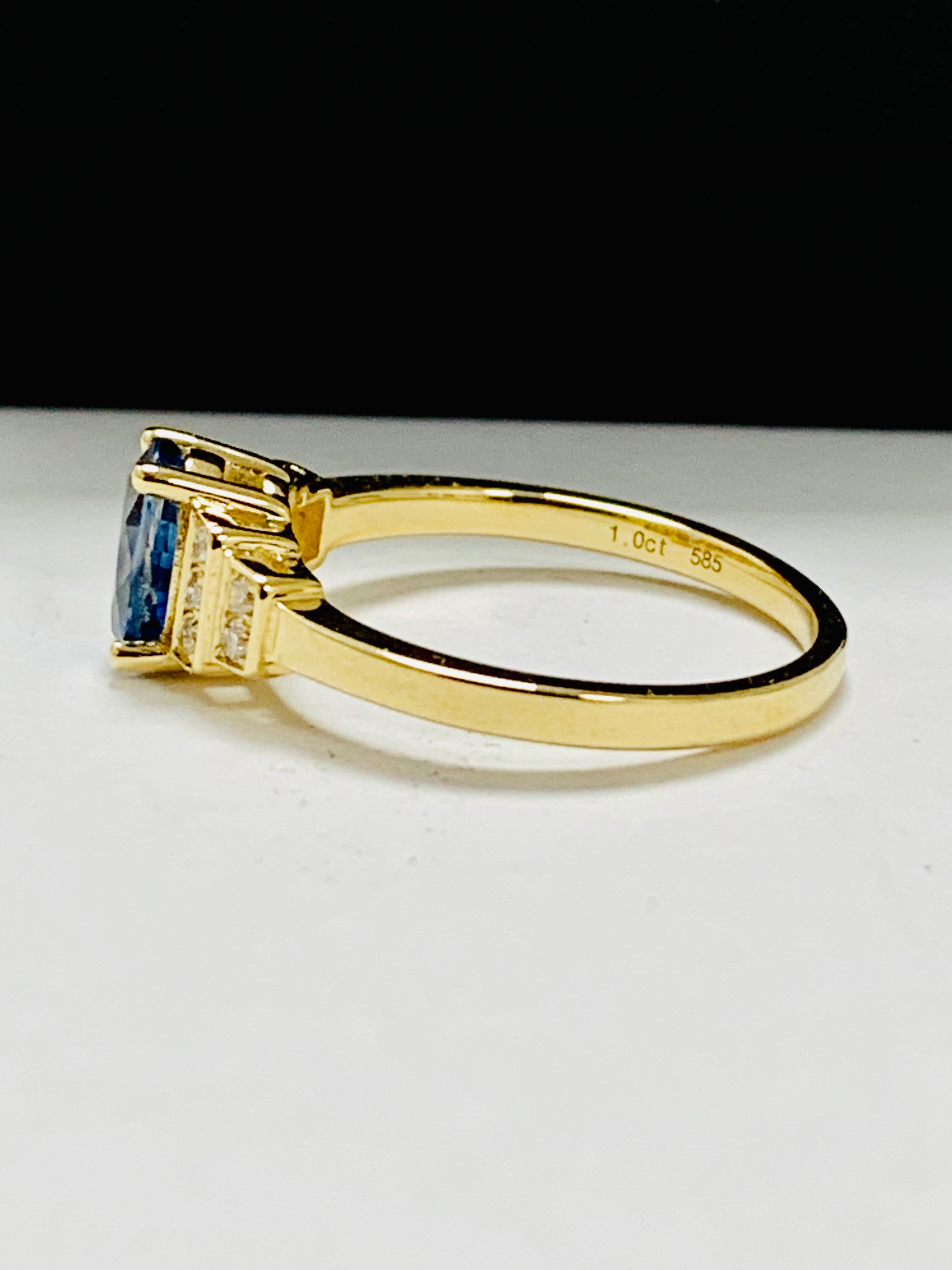 14ct yellow gold sapphire and diamond ring. - Image 4 of 9