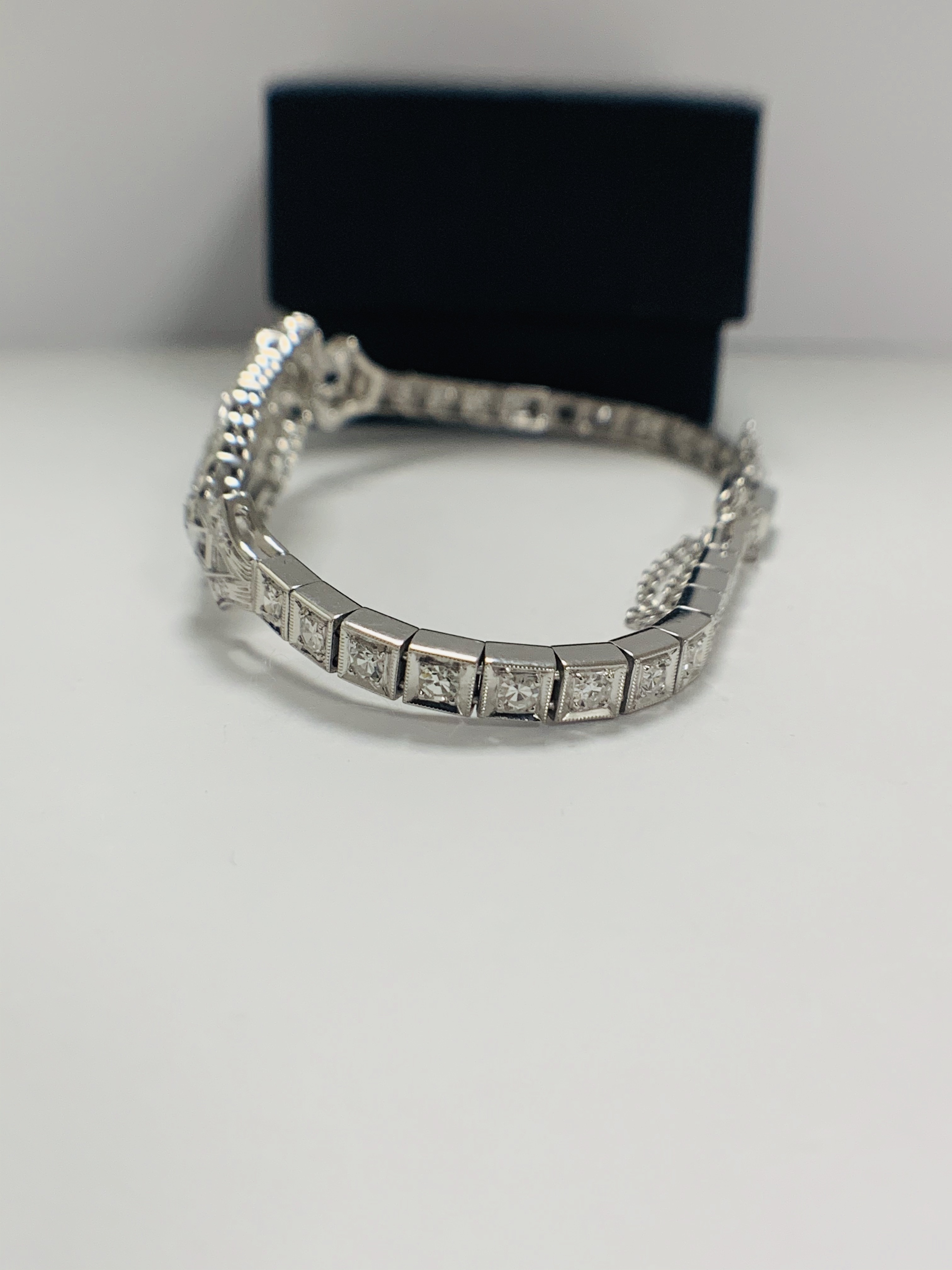 Platinum Diamond bracelet featuring, one round brilliant cut Diamond (0.43ct), with 49 round brillia - Image 4 of 16