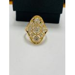 14ct yellow gold diamond ring.