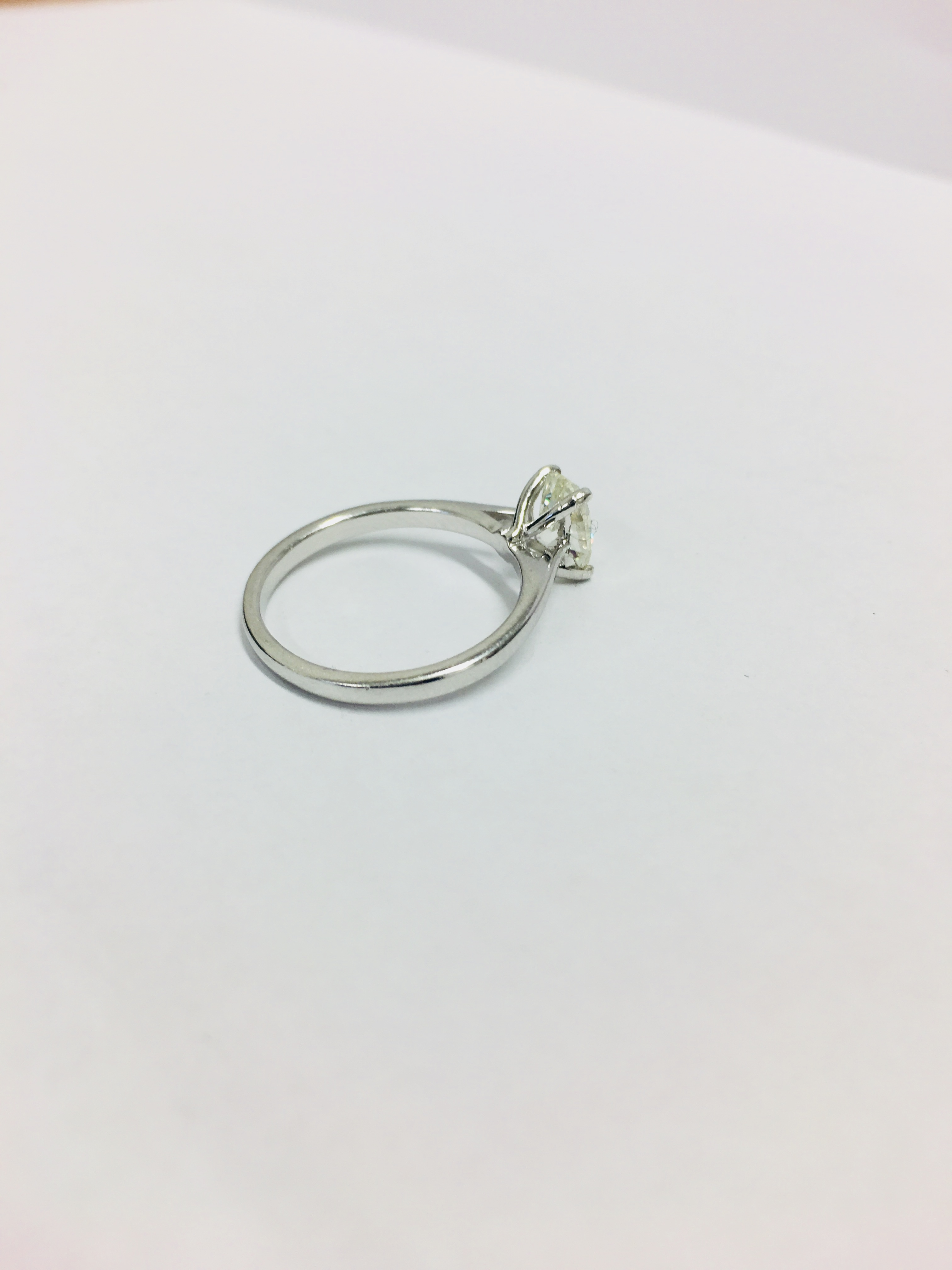 Platinum Diamond Oval Solitaire Ring, - Image 5 of 8