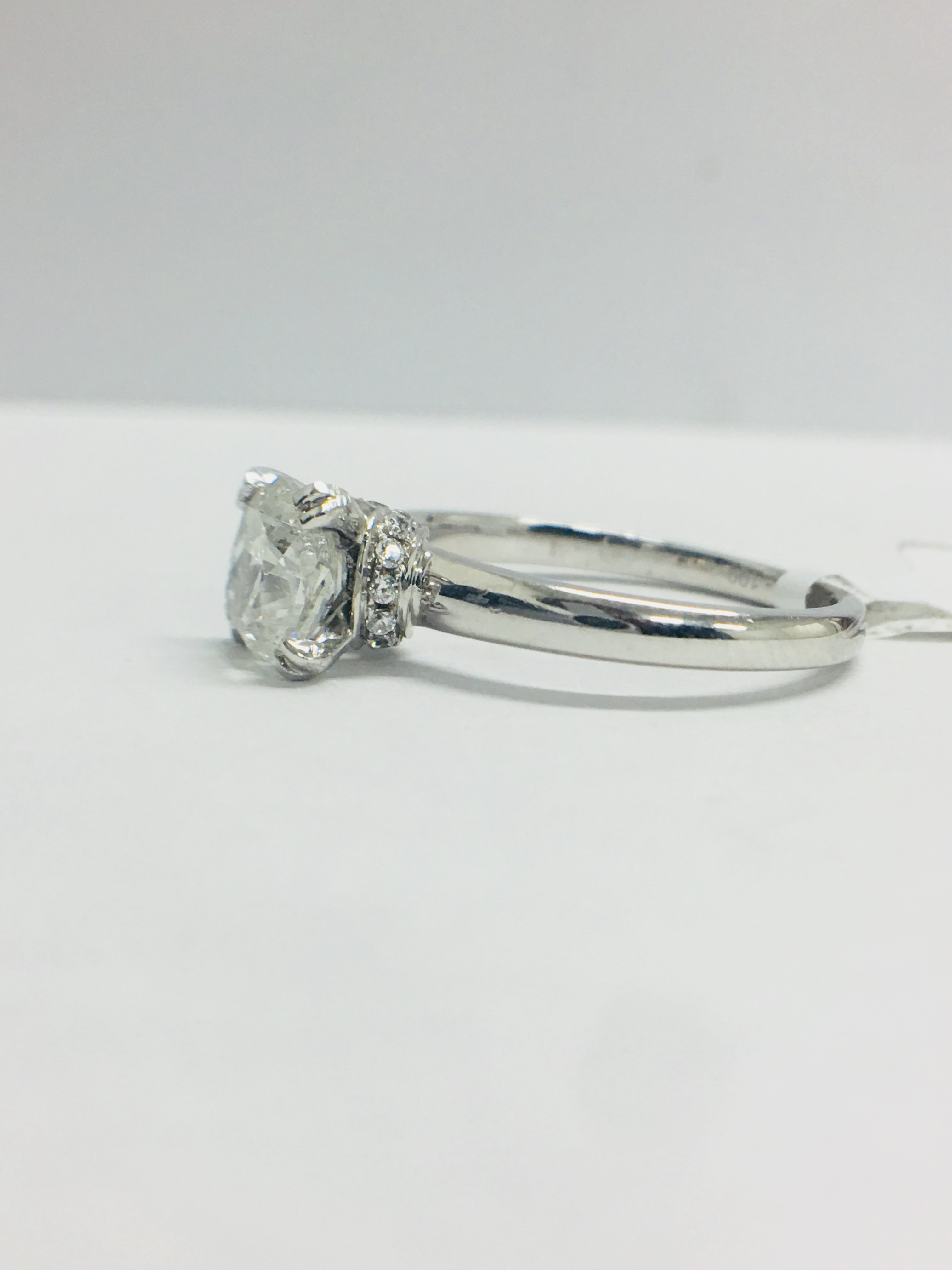 1Ct Cushion Cut Diamond Solitaire Ring In A Diamond Set Mount, - Image 5 of 11