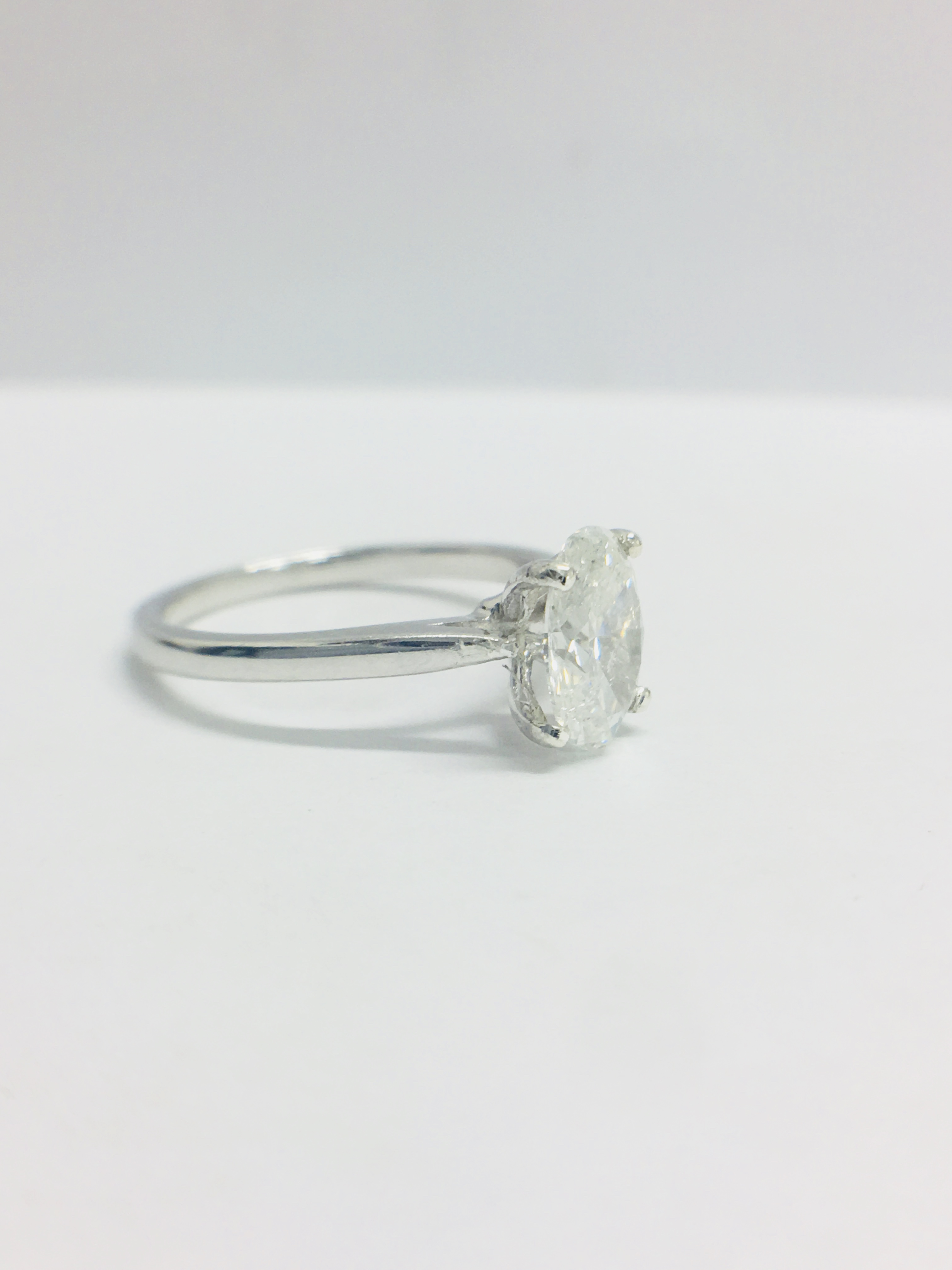 Platinum Oval Cut Diamond Solitaire Ring, - Image 7 of 9