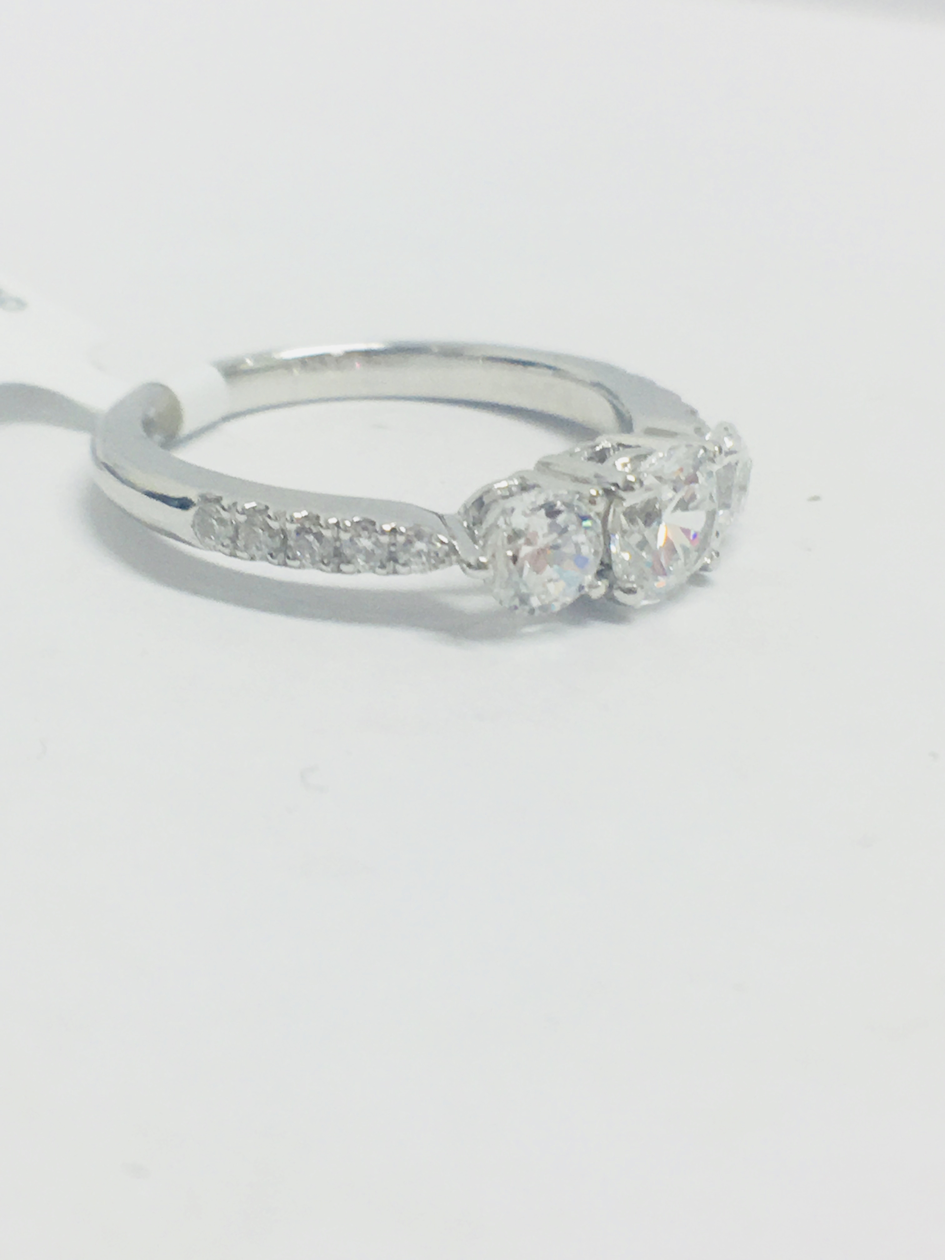 1.10Ct Platinum Diamond Three Stone Ring, - Image 2 of 6