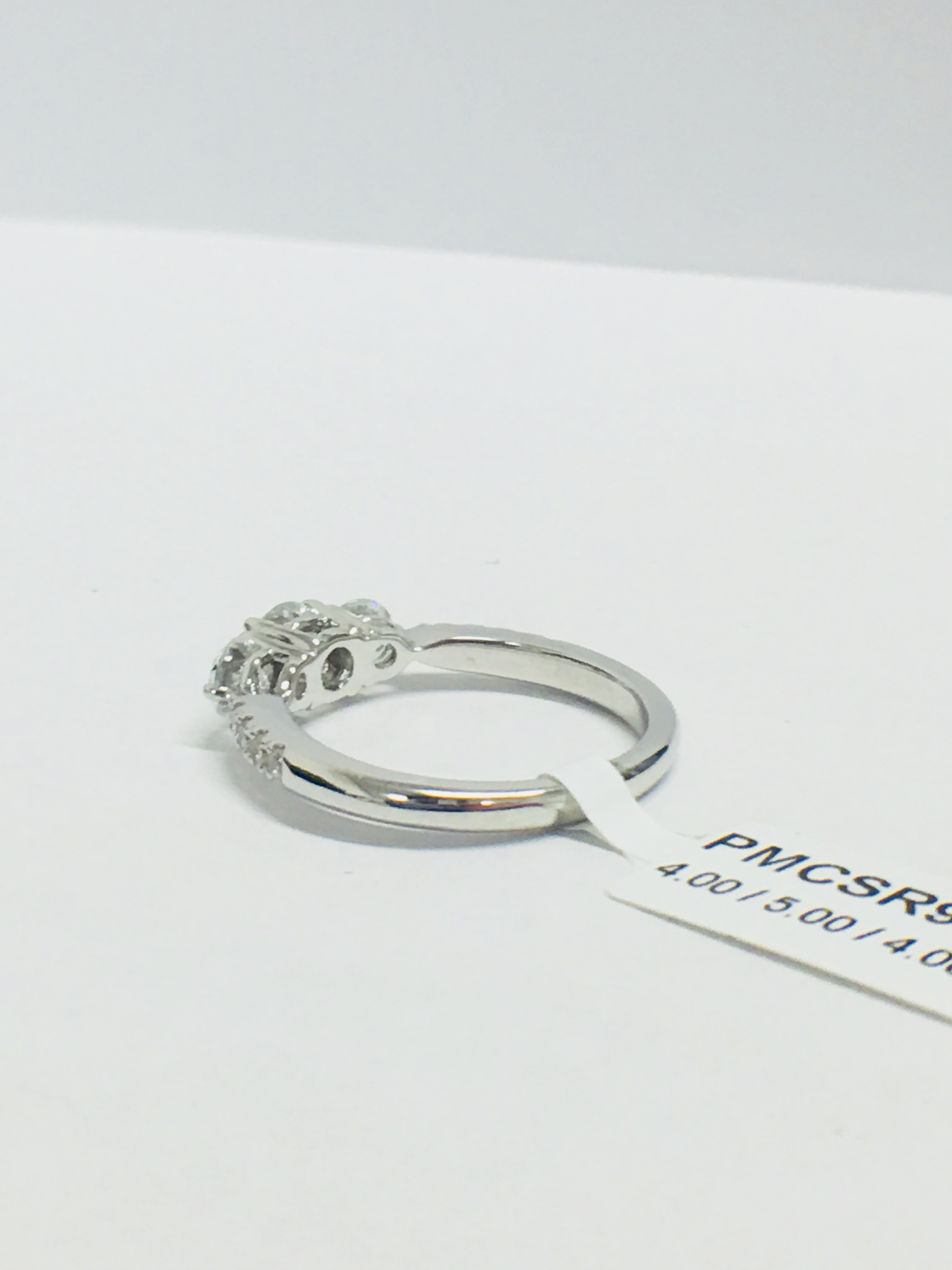 Platinum Diamond Three Stone Ring With Diamond Set Shoulders, - Image 4 of 8