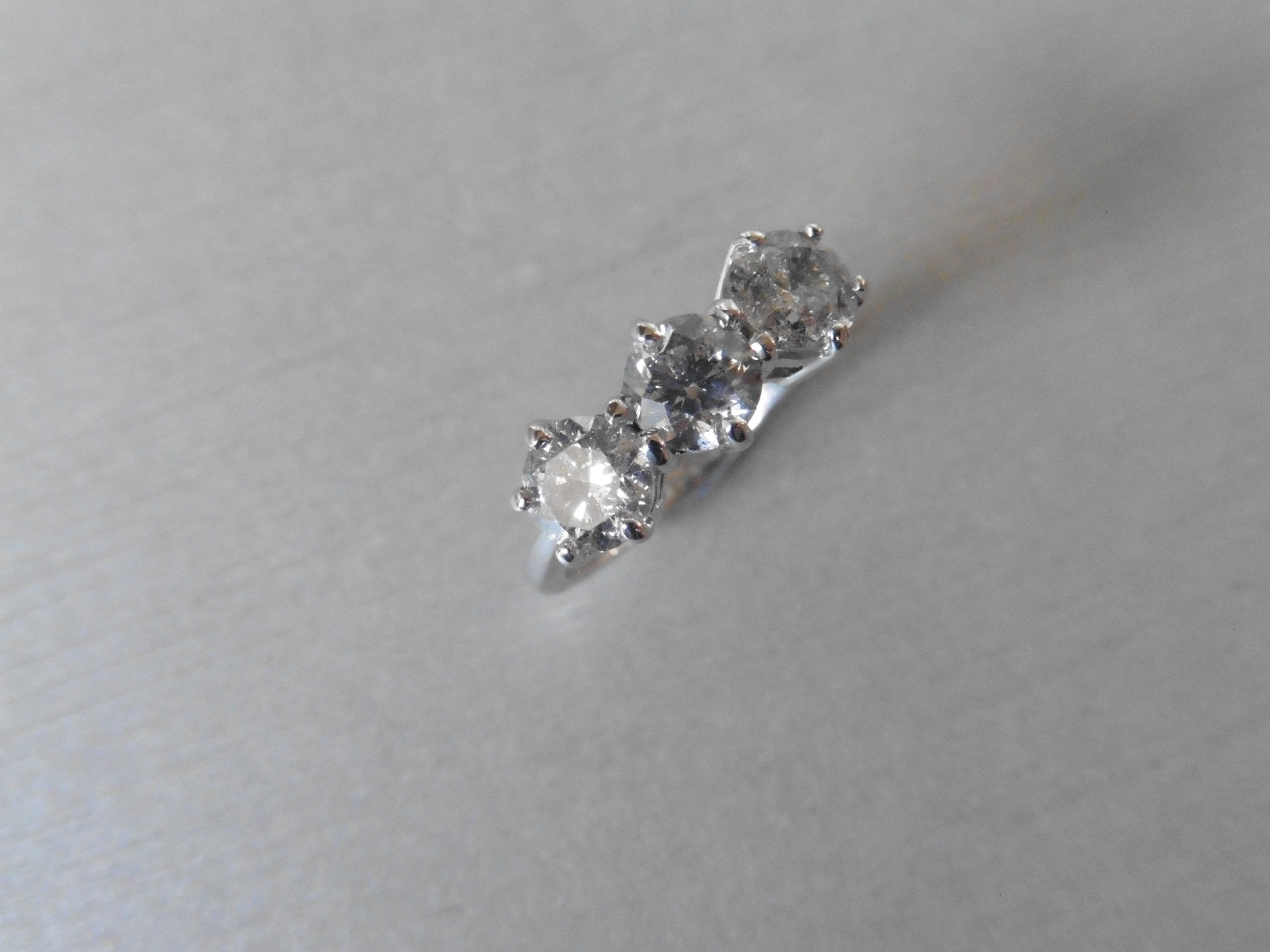 3Ct Three Stone Diamond Ring , - Image 2 of 3