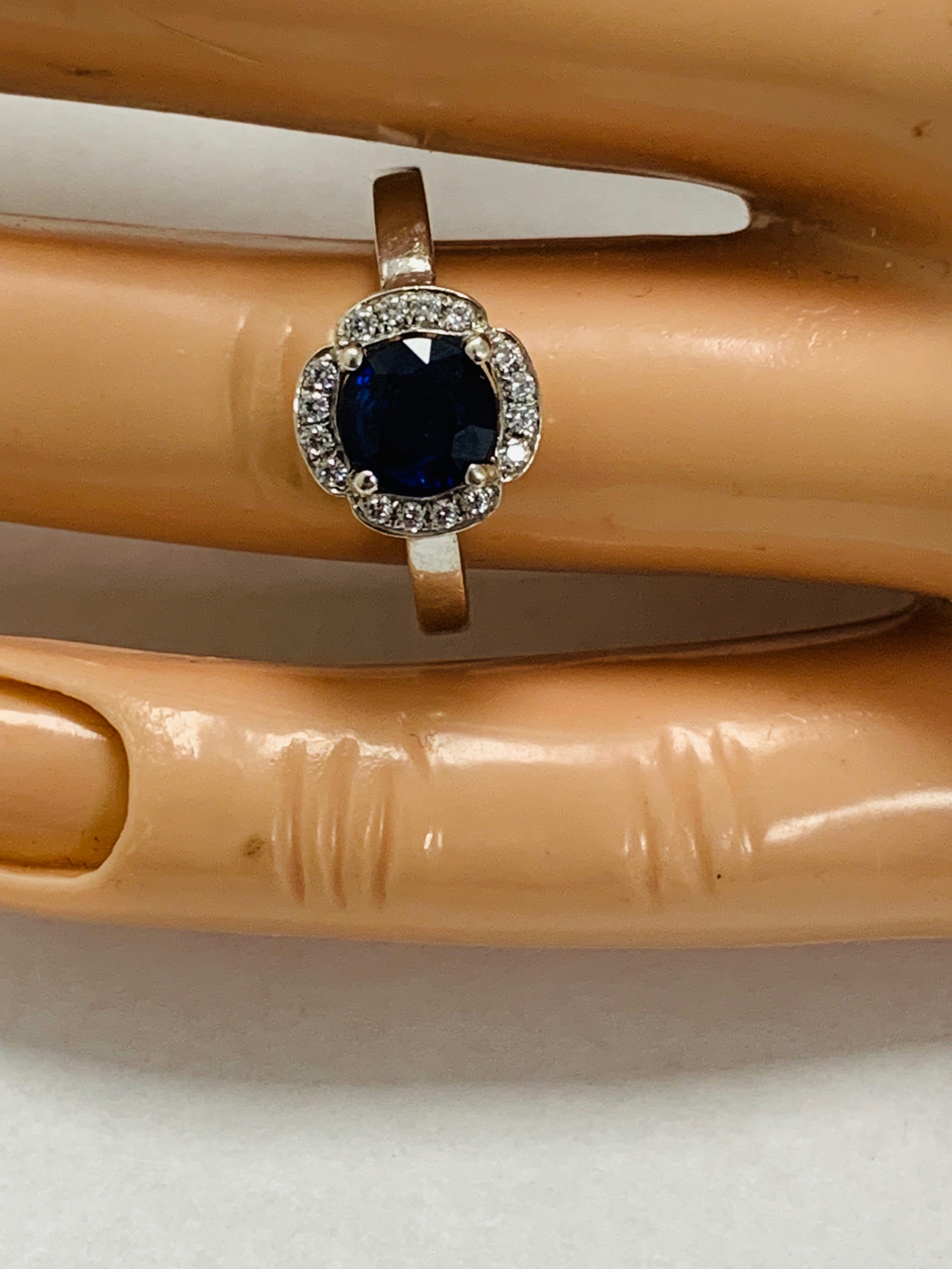 Platinum Art Deco Style Sapphire Diamond Dress Ring, - Image 7 of 7