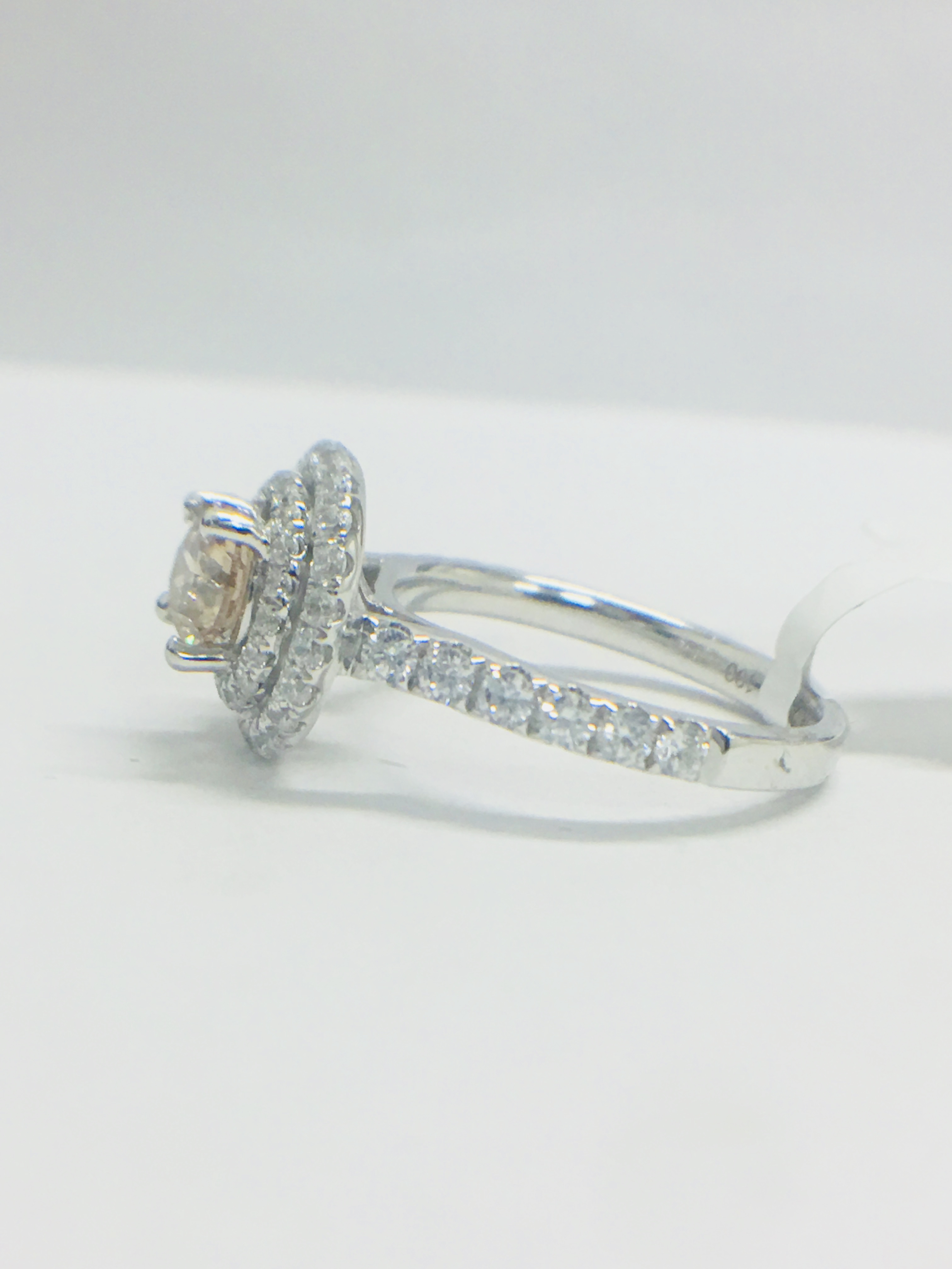 Platinum Double Halo Style 1.40Ct Modern Style Ring, - Image 3 of 7