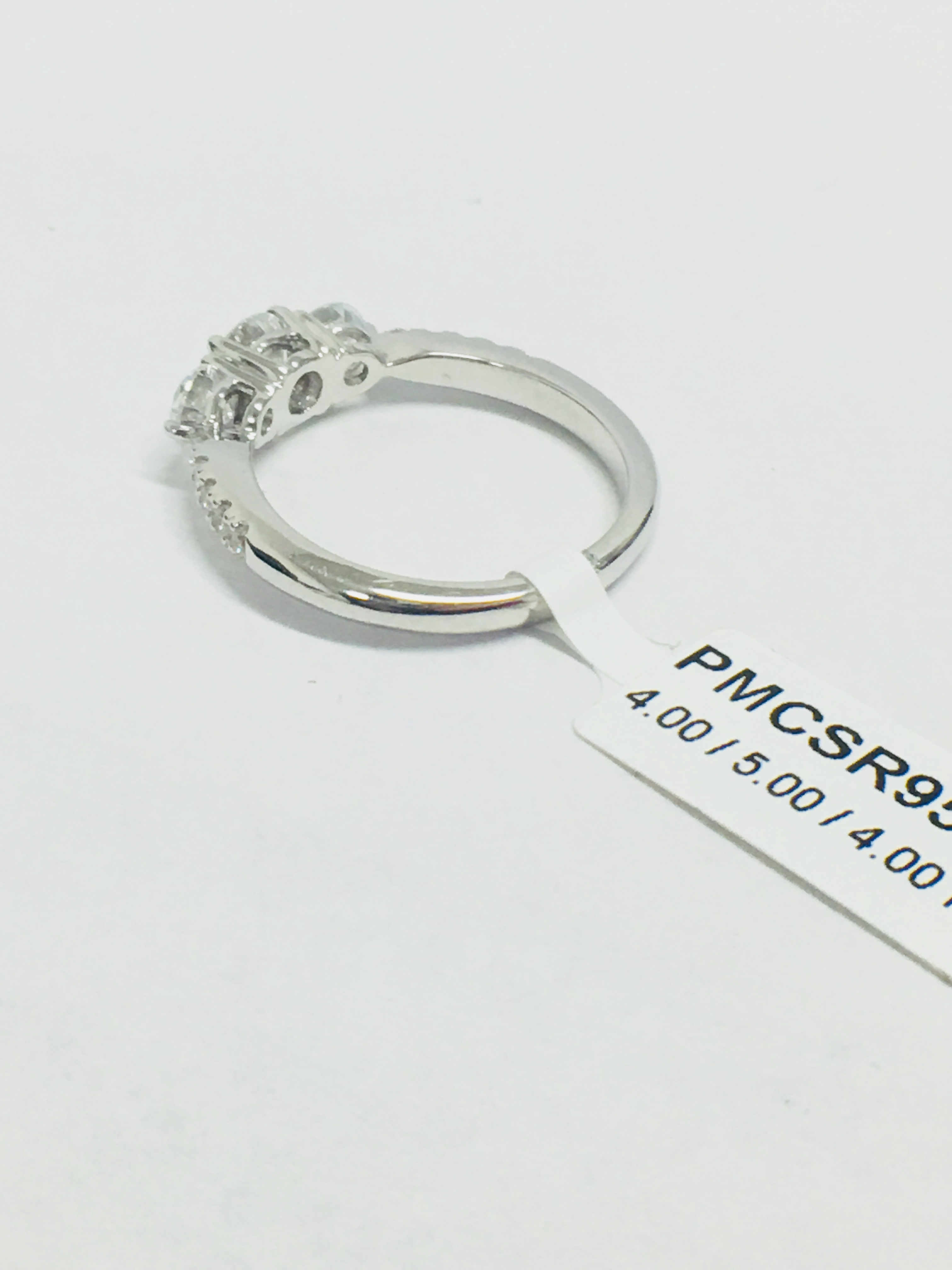 Platinum Diamond Three Stone Ring With Diamond Set Shoulders, - Image 3 of 8