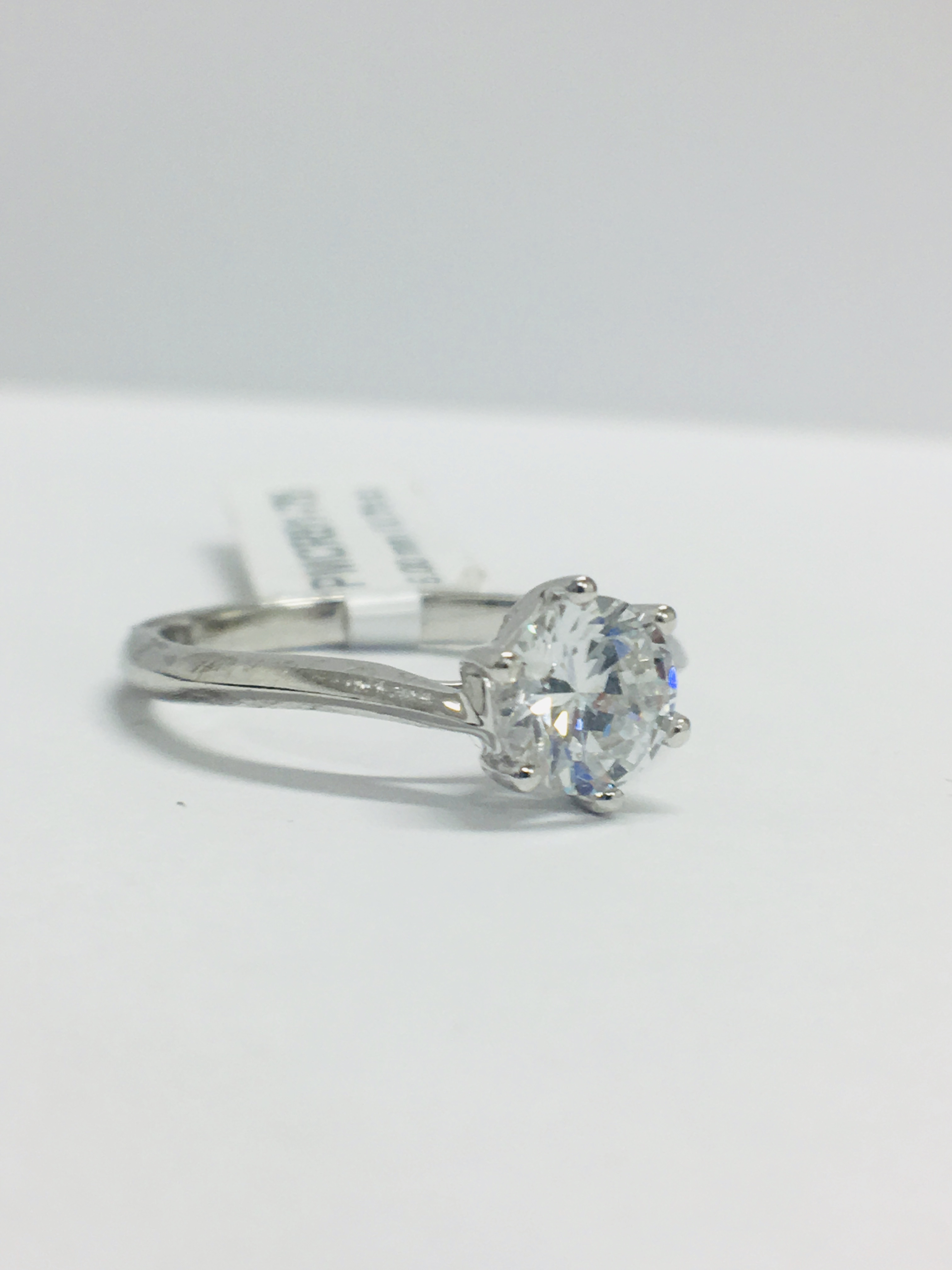 Platinum Solitaire 4 Claw Diamond Ring, - Image 7 of 8