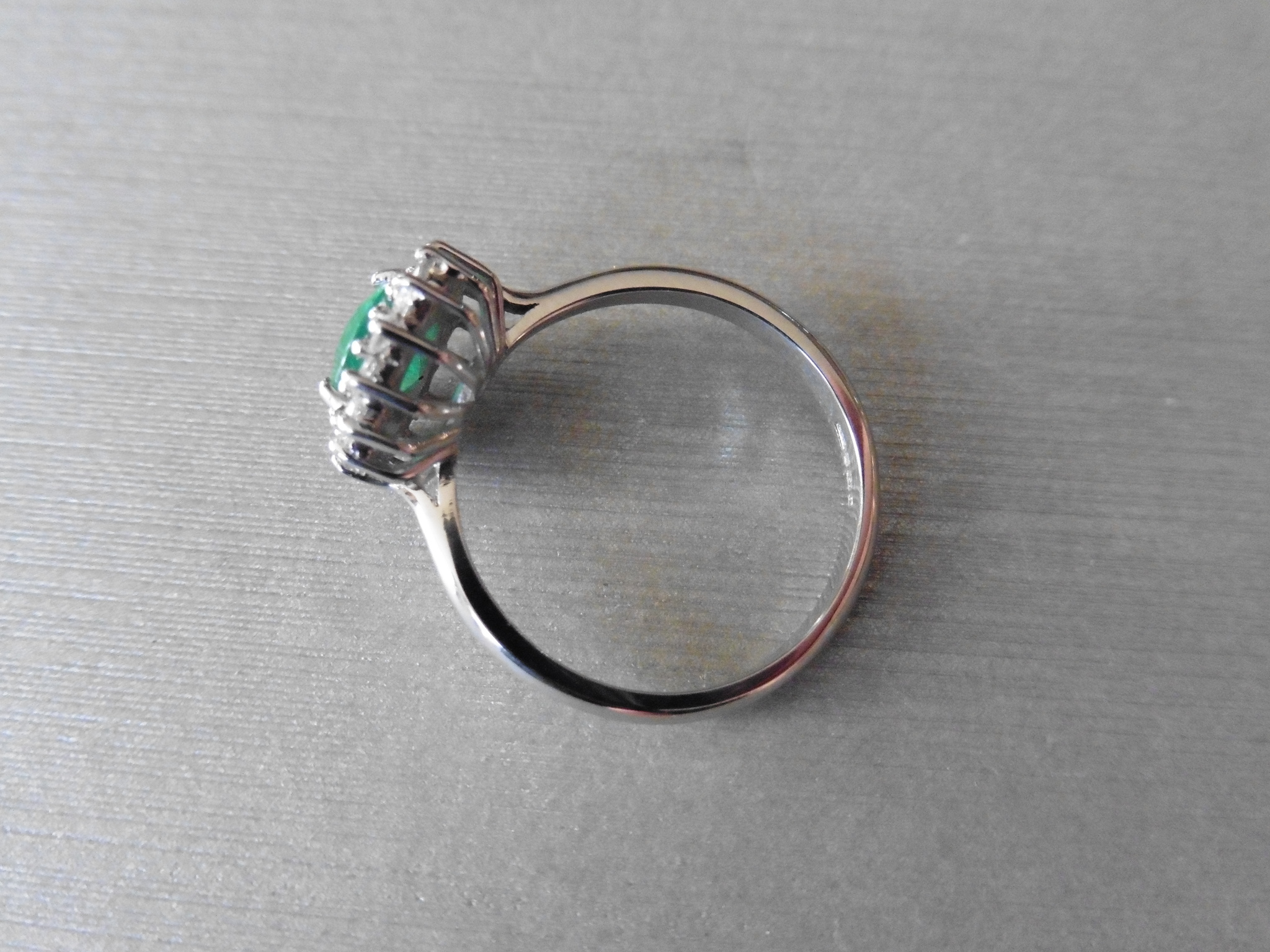 Platinum Emerald Diamond Cluster Ring, - Image 4 of 4