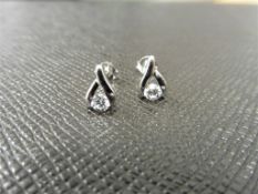 0.10Ct Diamond Tear Drop Earrings Set In Platinum 950.