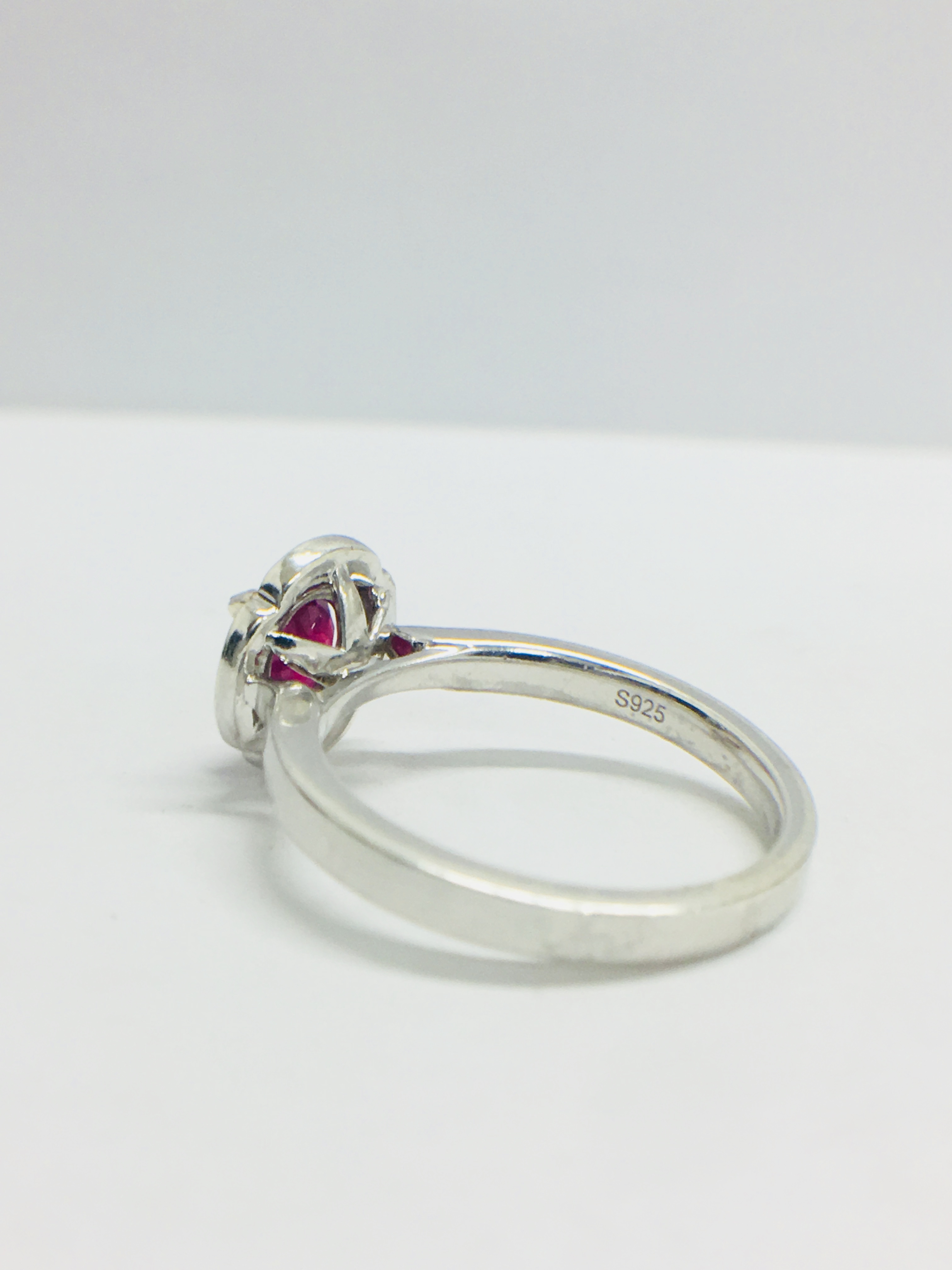 Platinum Art Deco Style Ruby Diamond Dress Ring, - Image 3 of 9