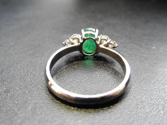 Platinum Emerald Diamond Navette Cluster Ring, - Image 4 of 4