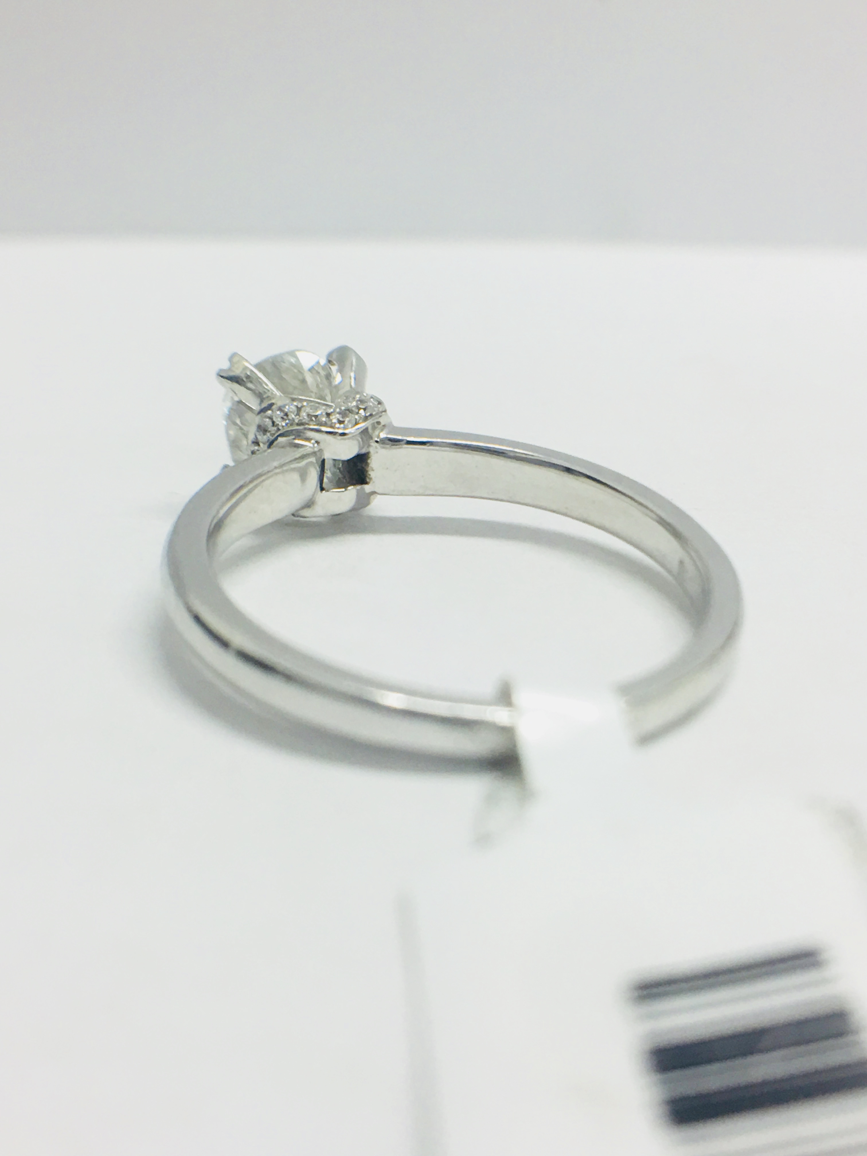 1Ct Cushion Cut Diamond Solitaire Ring In A Diamond Set Mount, - Image 8 of 11