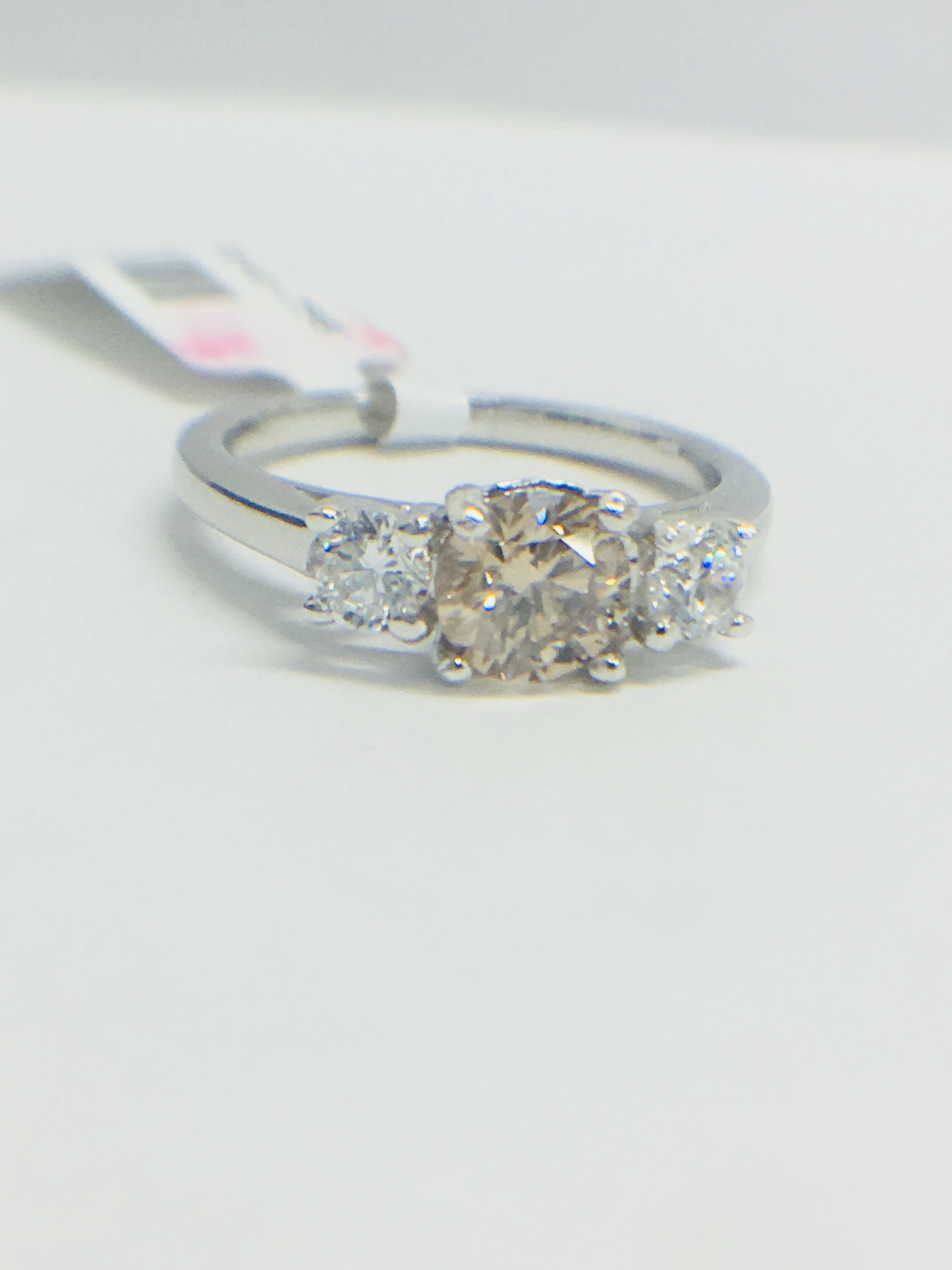 Platinum Diamond Trilogy Ring 1.30Ct Diamond Total, - Image 4 of 6