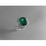 Emerald Diamond Cluster Ring,