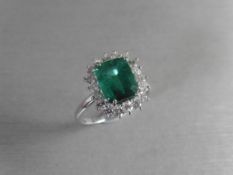 Emerald Diamond Cluster Ring,