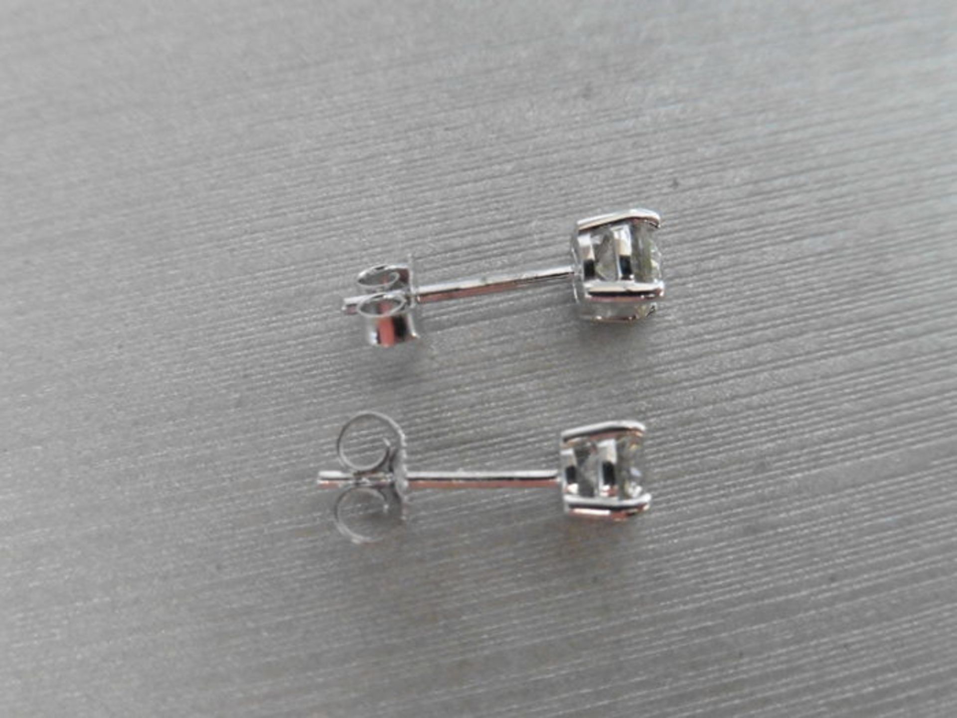 0.80Ct Diamond Solitaire Stud Earrings Set In Platinum. - Image 2 of 2