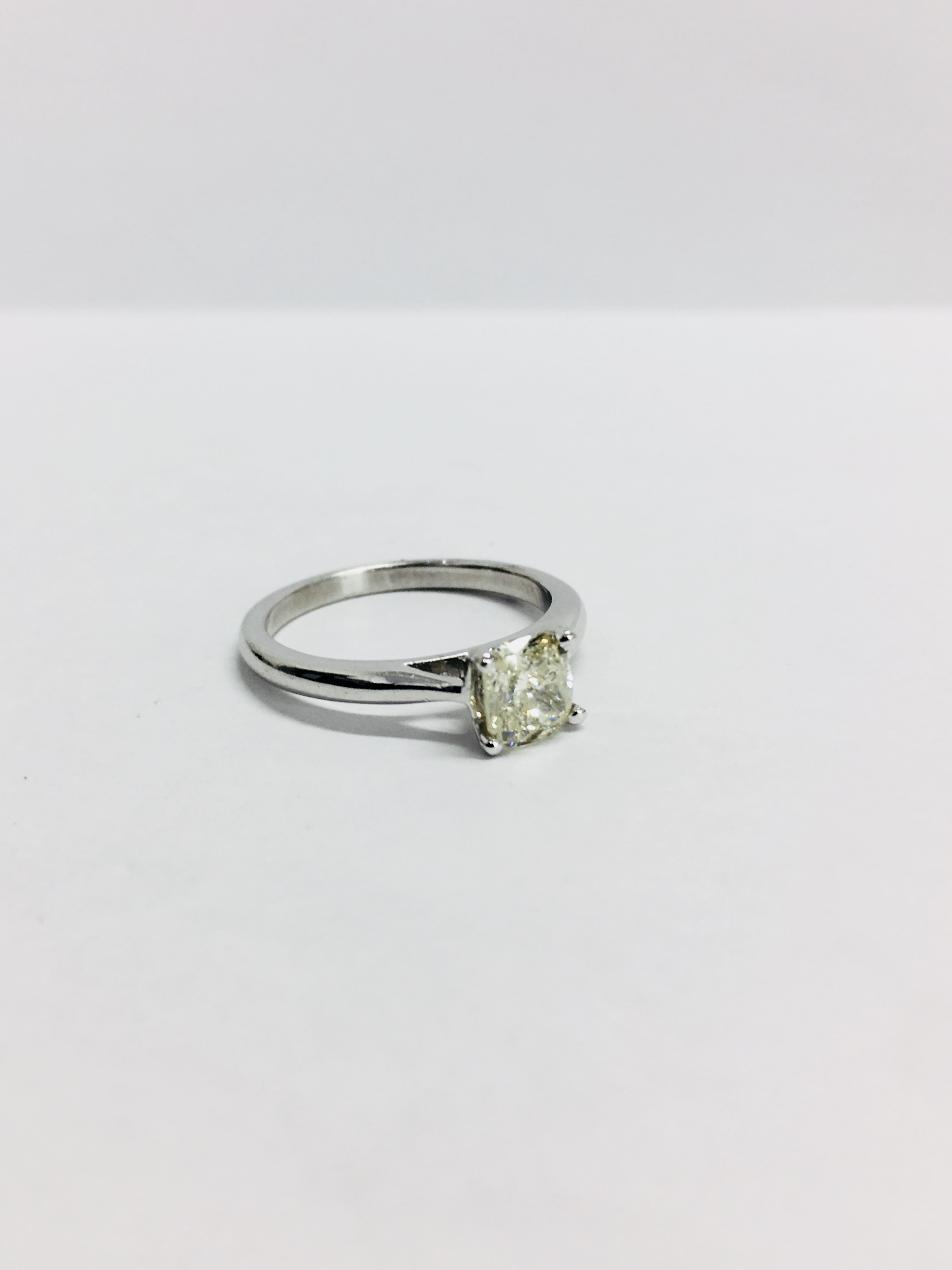 1Ct Fancy Yellow Cushion Cut Diamond Solitaire Ring, - Image 4 of 5