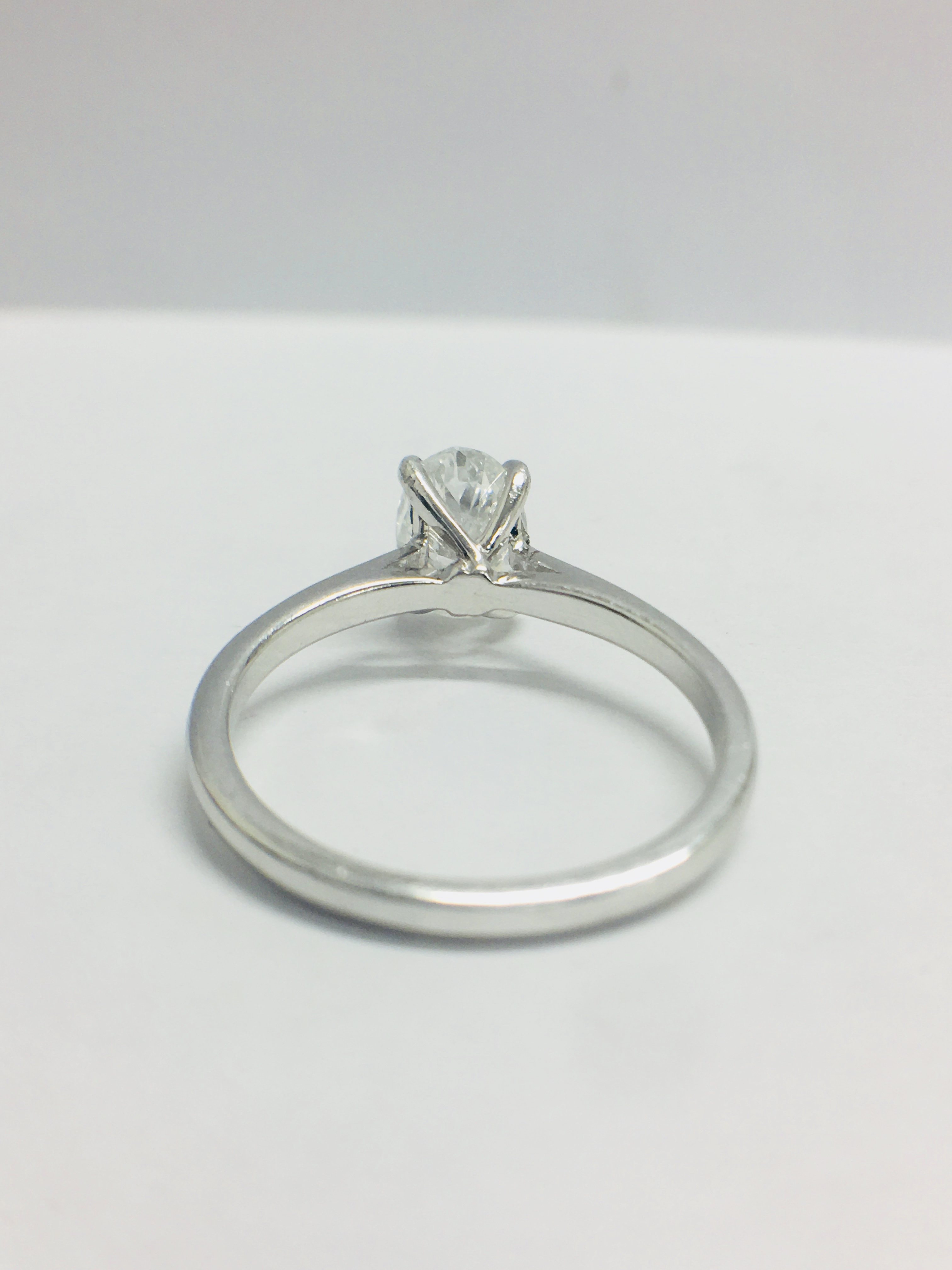 Platinum Oval Cut Diamond Solitaire Ring, - Image 6 of 9