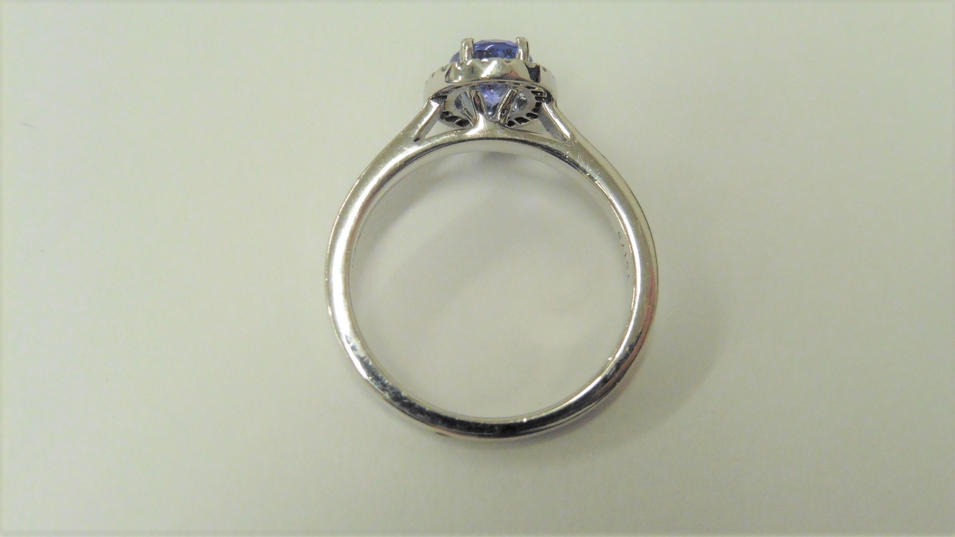 Tanzanite And Diamond Cluster Ring Set In Platinum. - Image 3 of 3