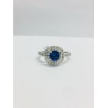 Platinum Sapphire Diamond Double Halo Dress Ring,