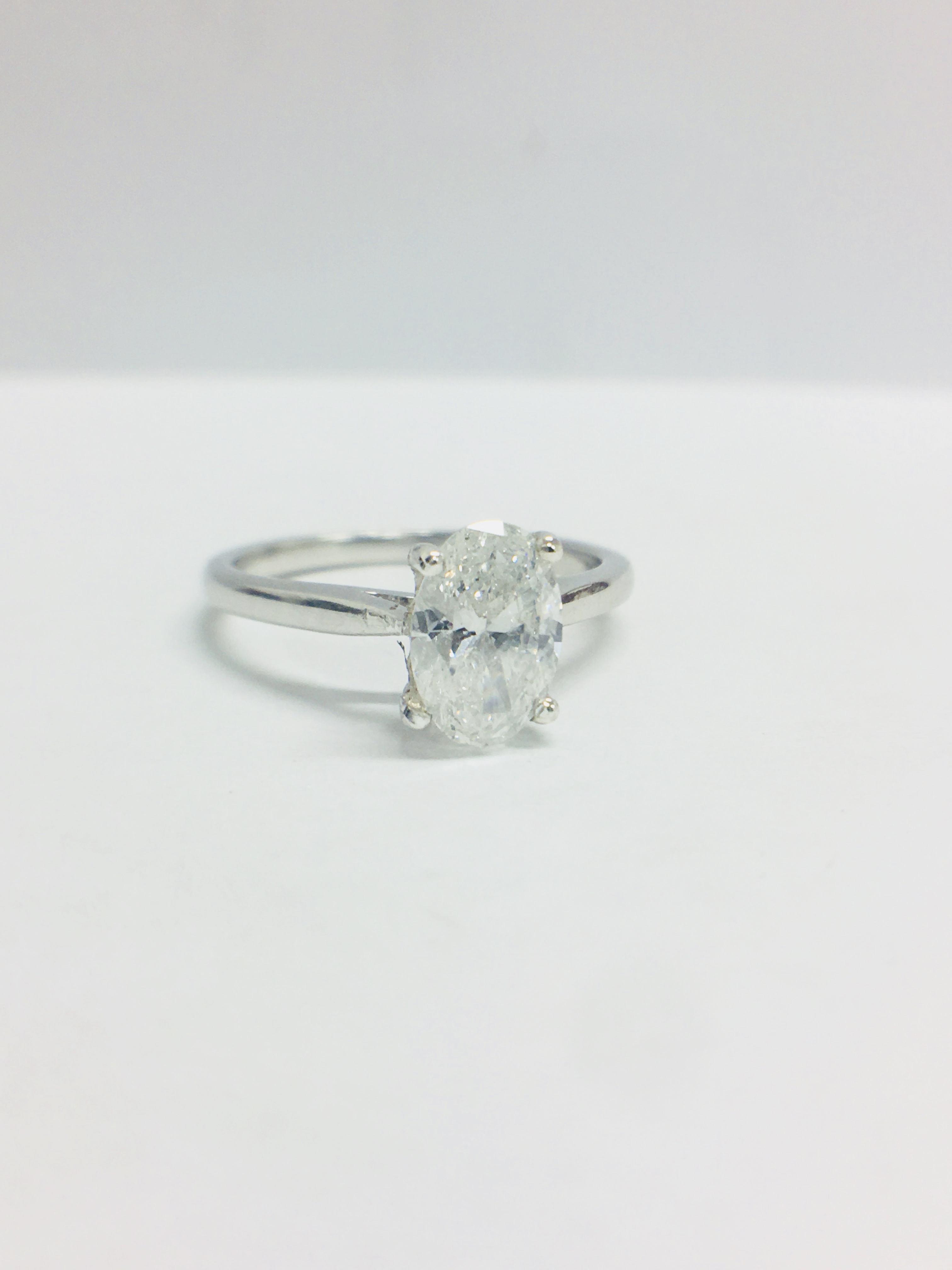 Platinum Oval Cut Diamond Solitaire Ring, - Image 8 of 9
